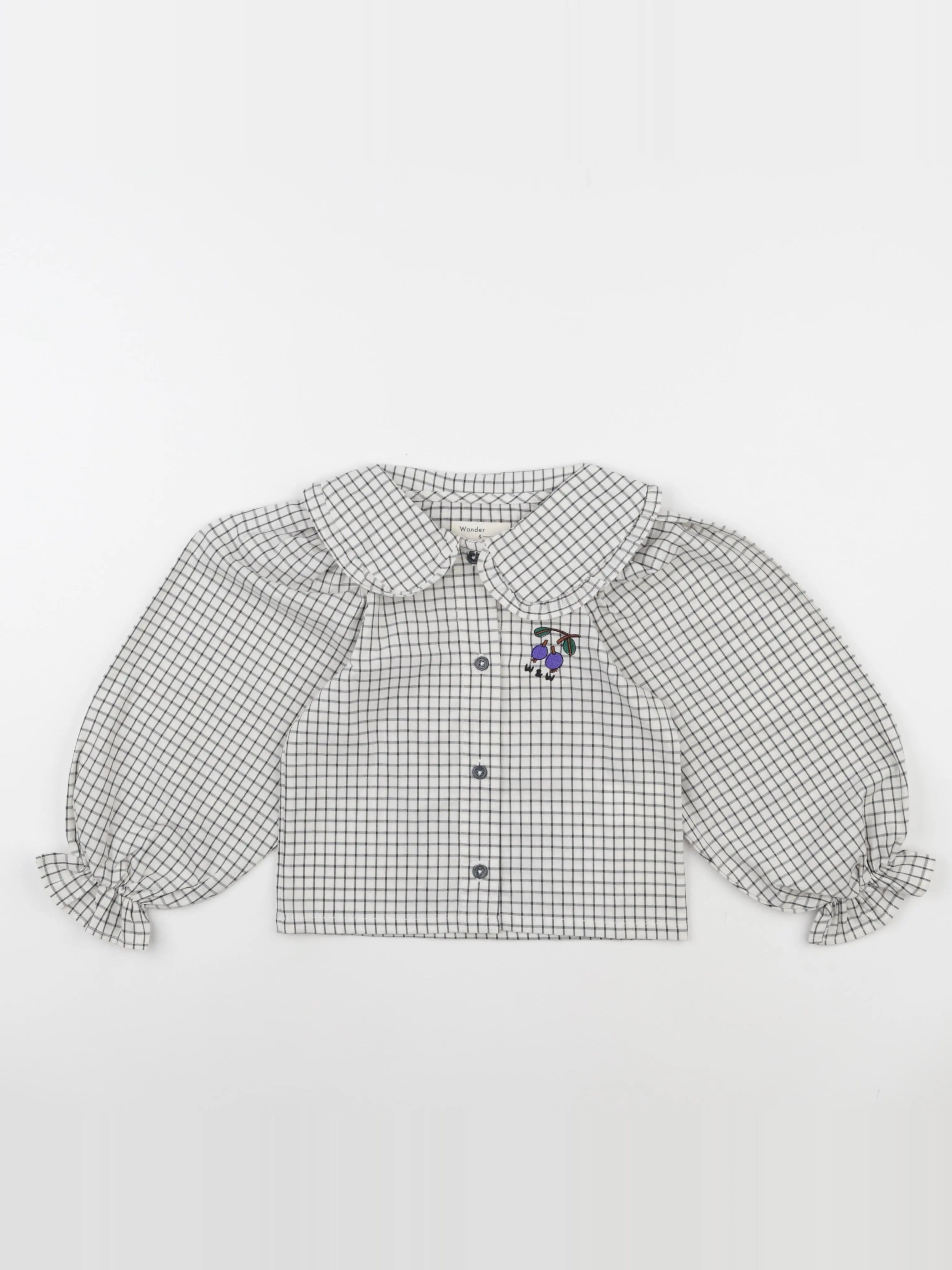 Blouse Peter Pan carreaux écru