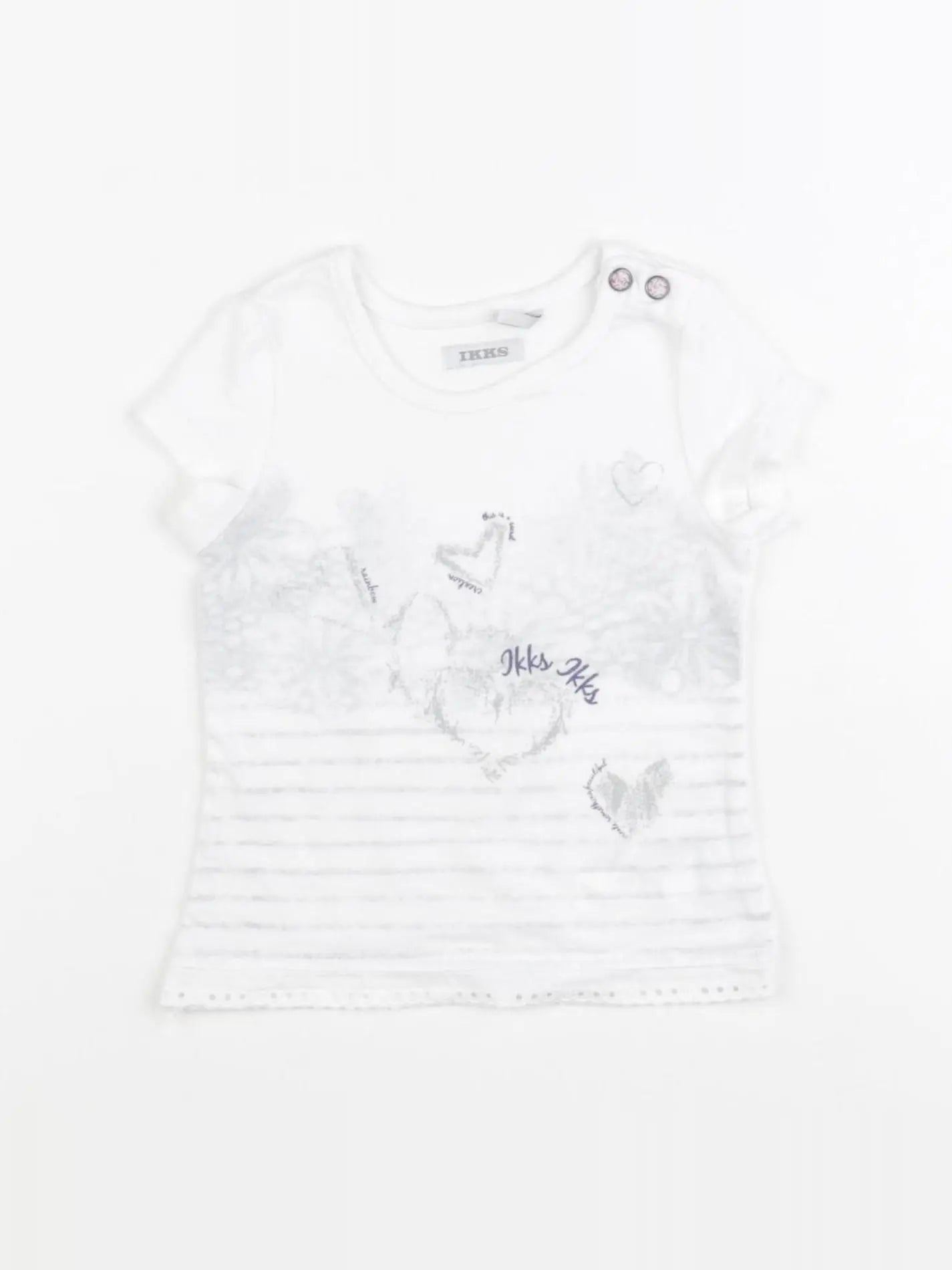 IKKS - tee-shirt blanc, bleu - 6 mois