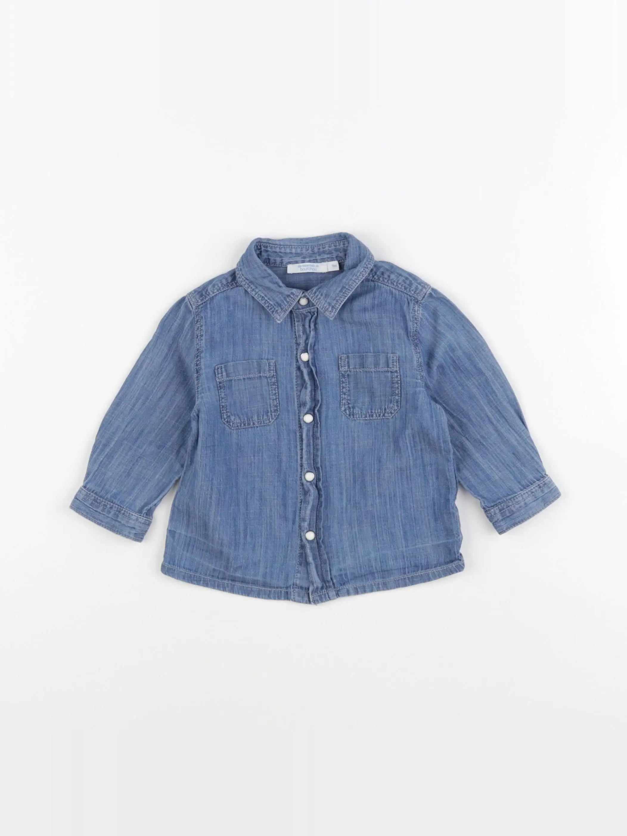 Boutchou - chemise bleu - 9 mois