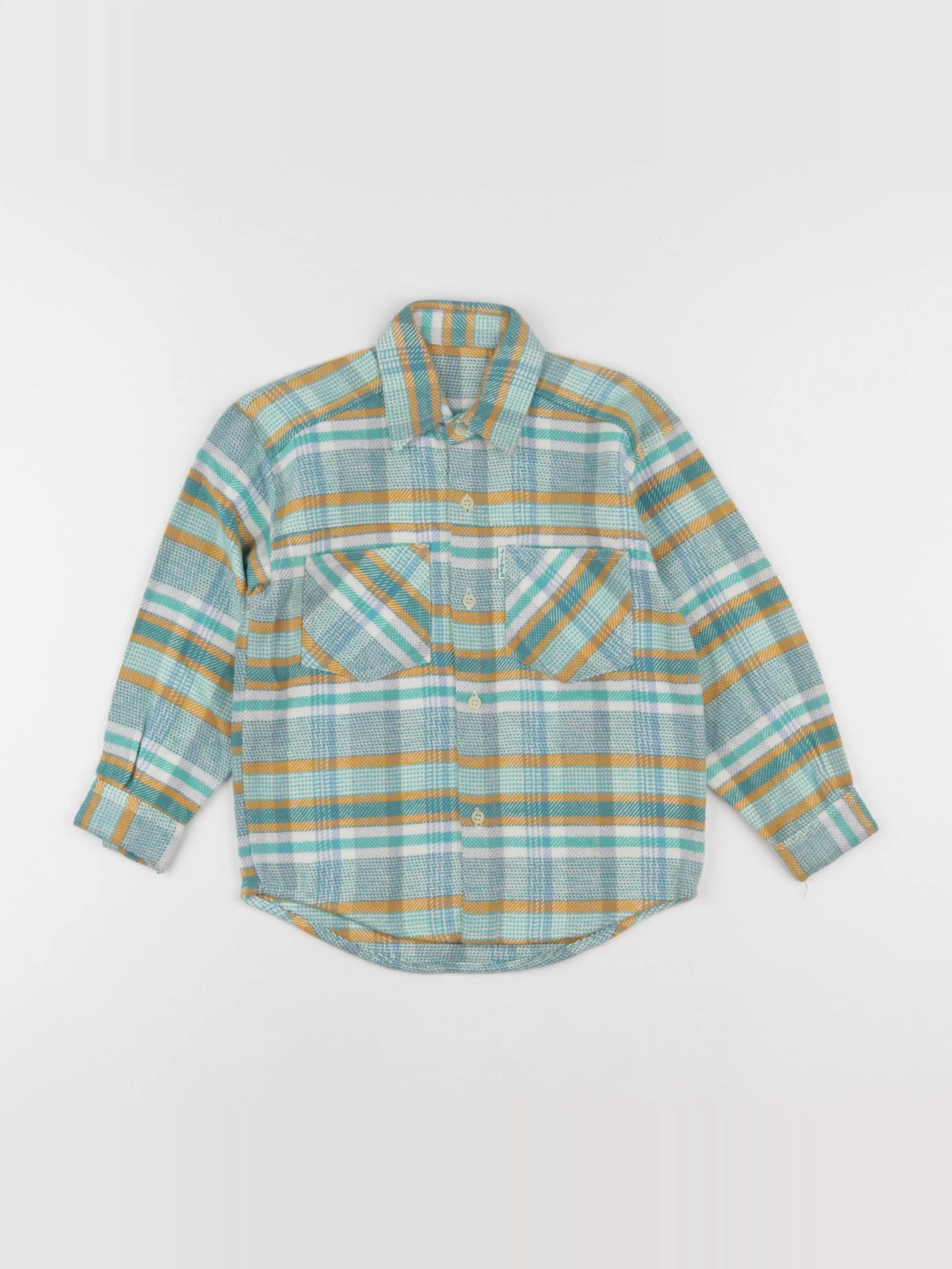 Vintage - chemise bleu, vert - 6 ans