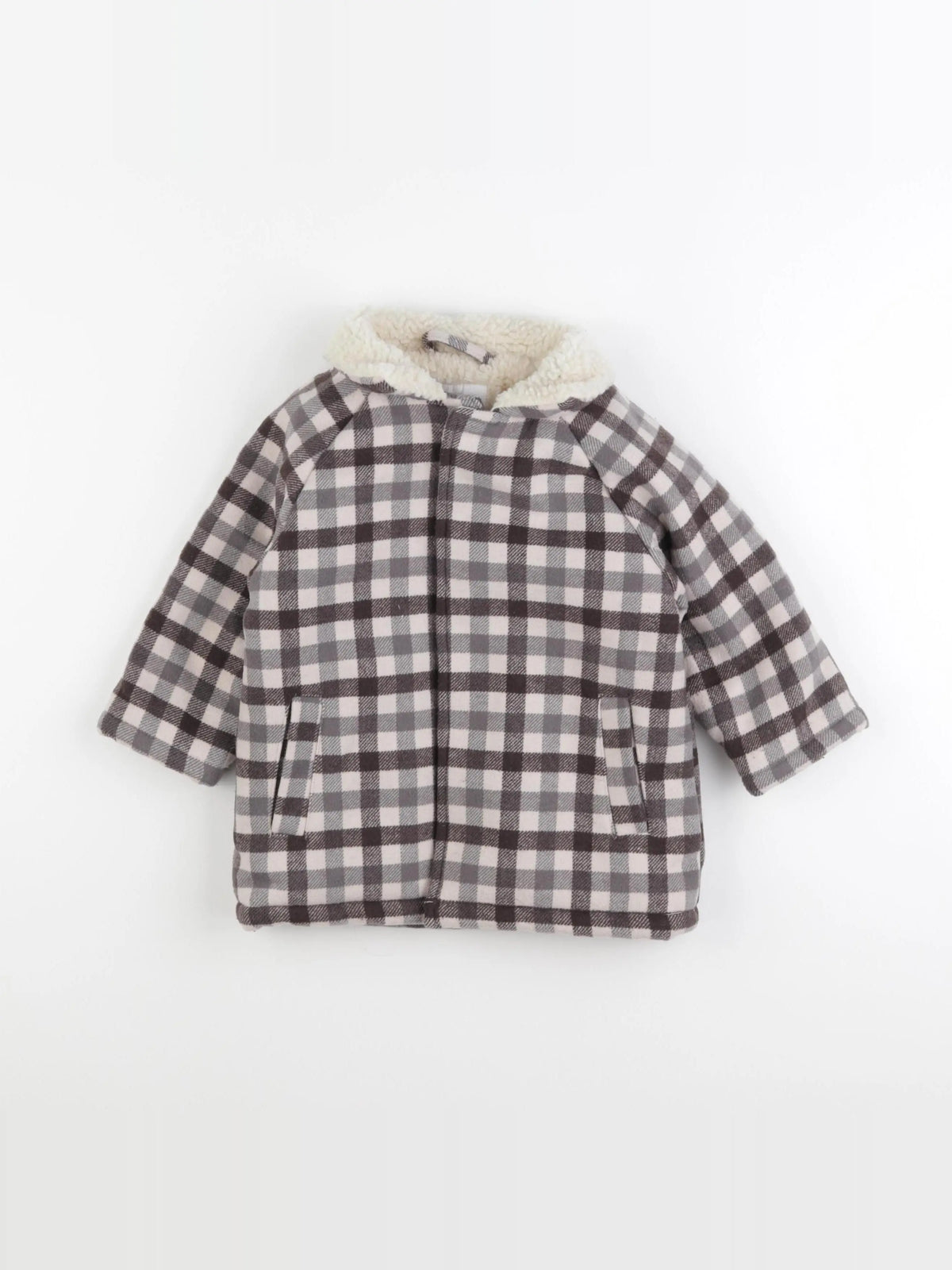Vertbaudet - manteau gris, blanc - 24 mois