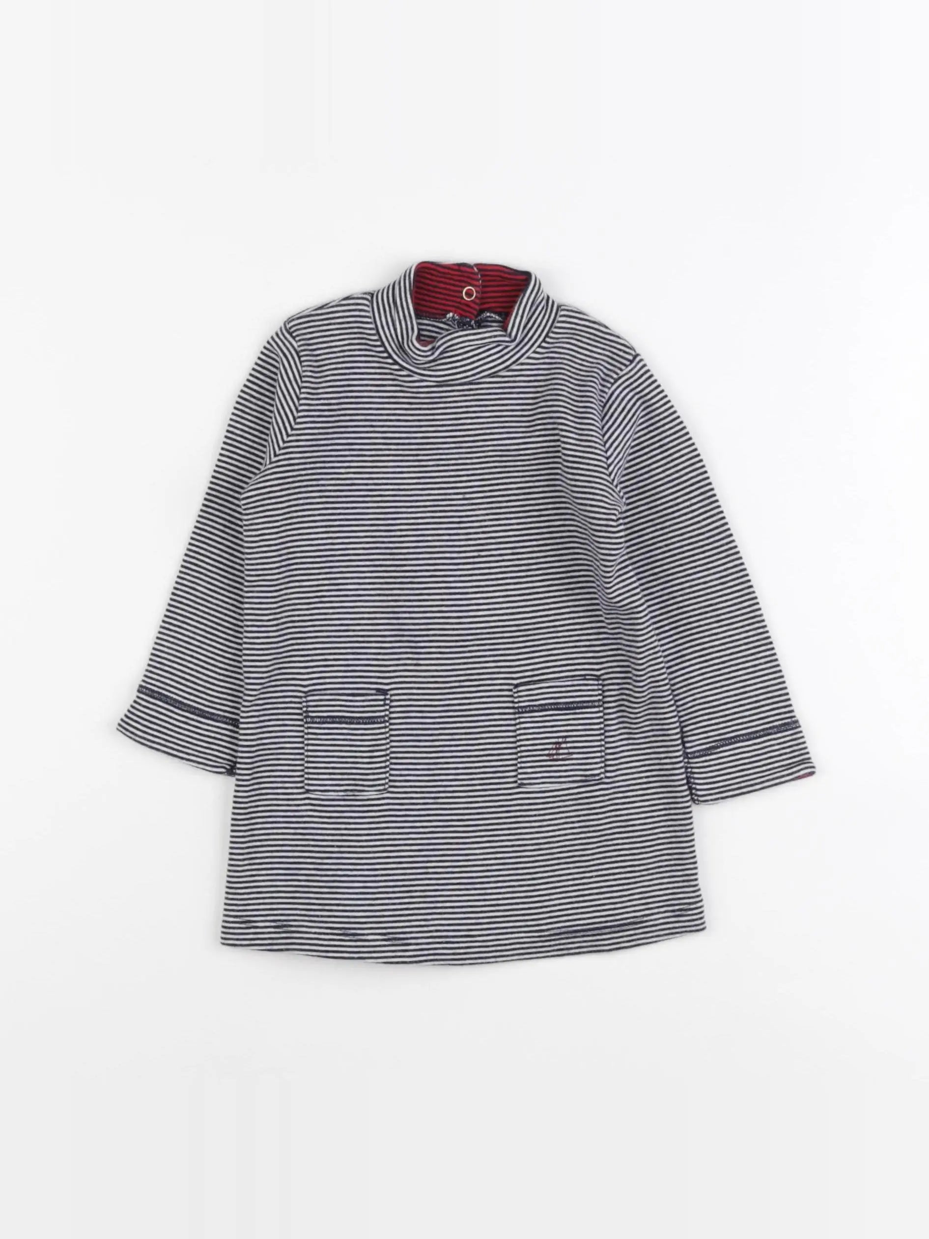 Petit Bateau - robe blanc, bleu - 6 mois
