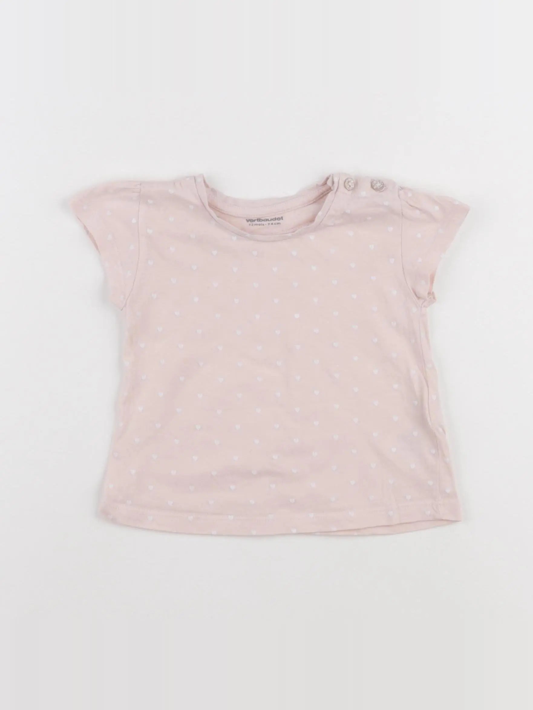 Vertbaudet - tee-shirt rose - 12 mois