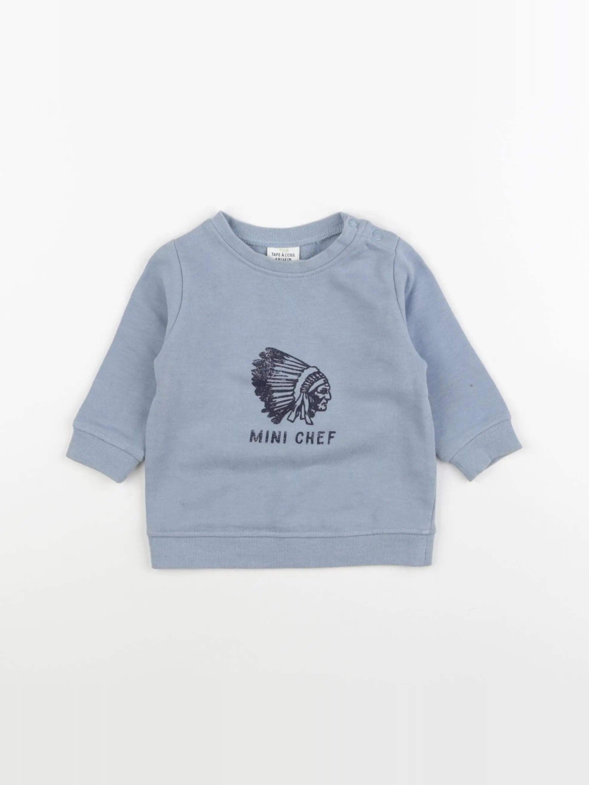 Tape à l'oeil - sweat bleu - 6 mois