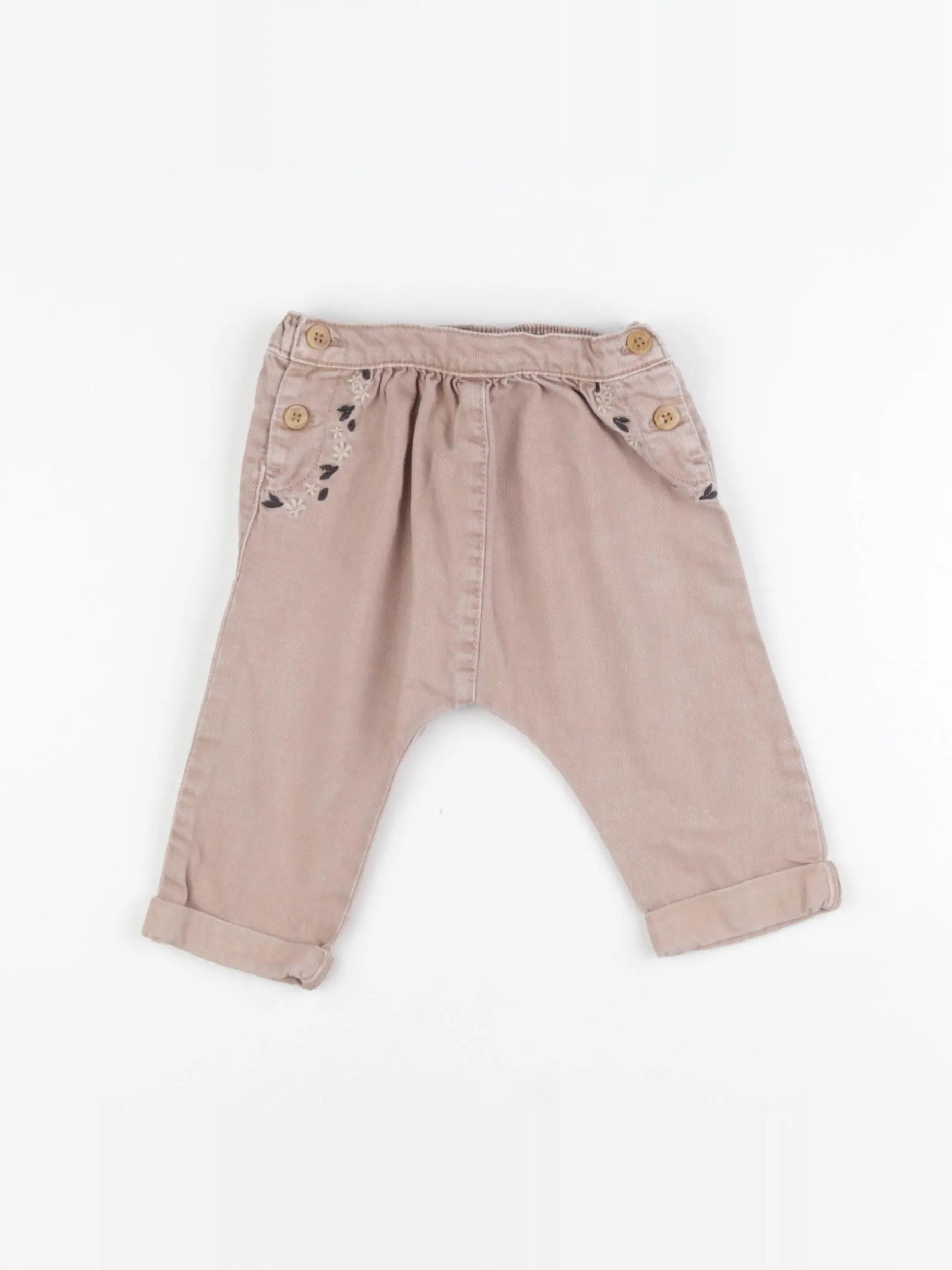 Vertbaudet - pantalon beige - 9 mois