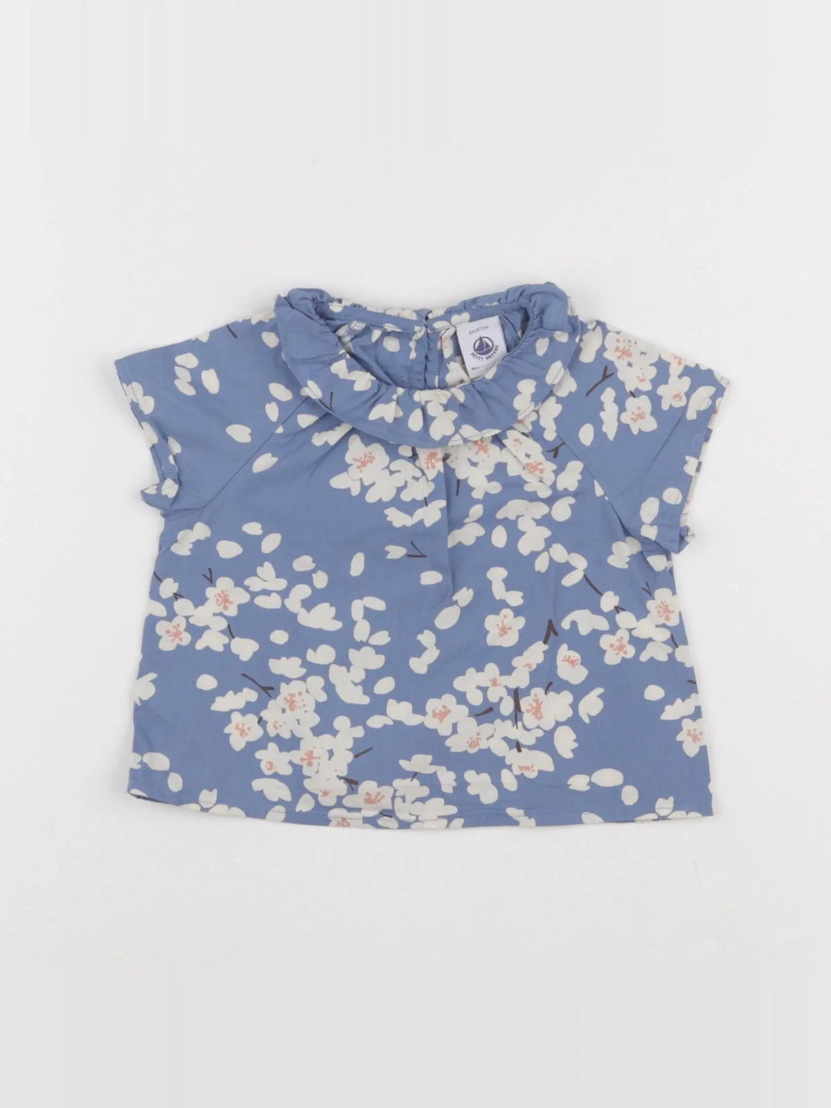 Petit Bateau - blouse bleu - 6 mois