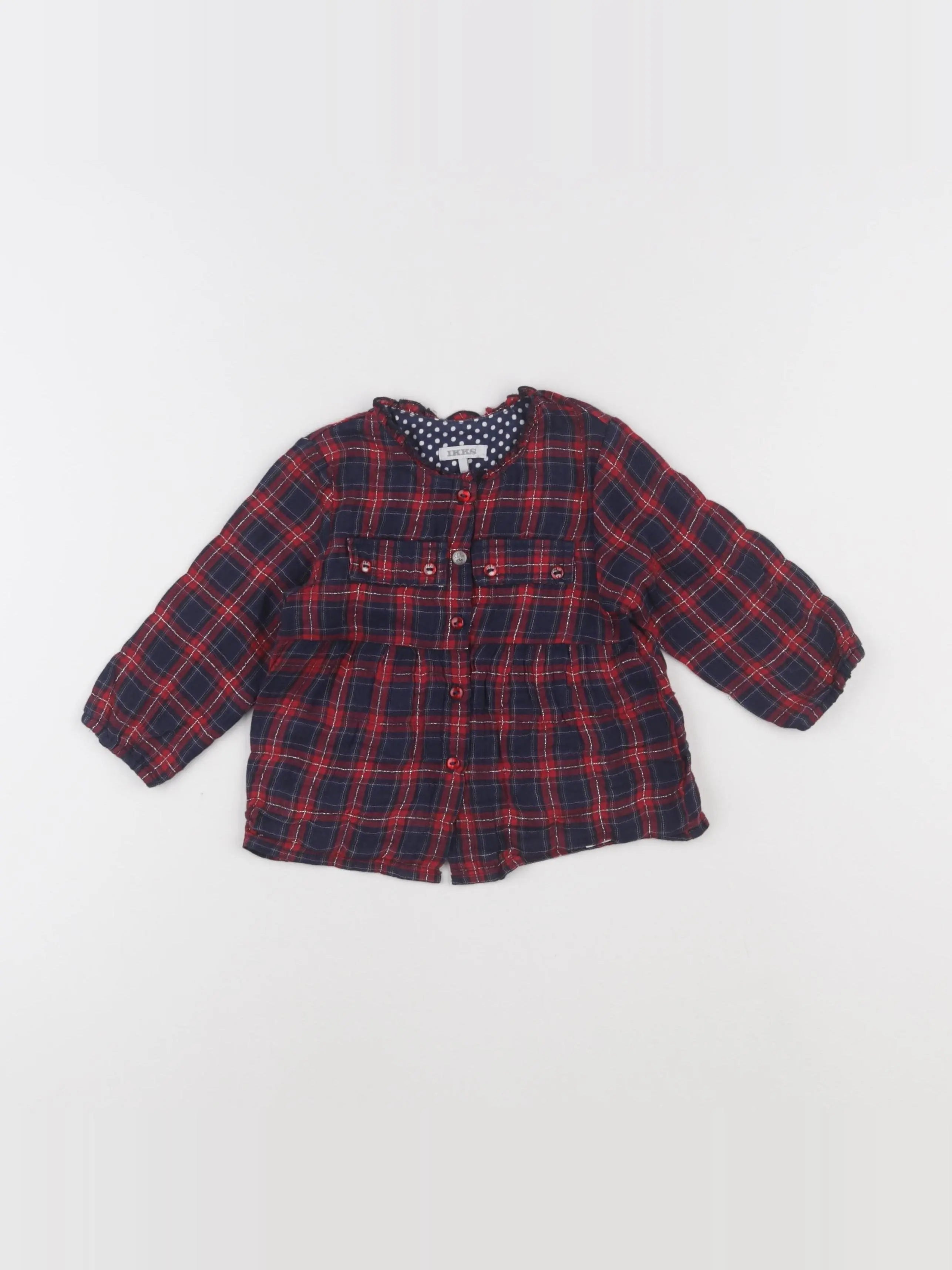 IKKS - blouse bleu, rouge, argent - 12 mois