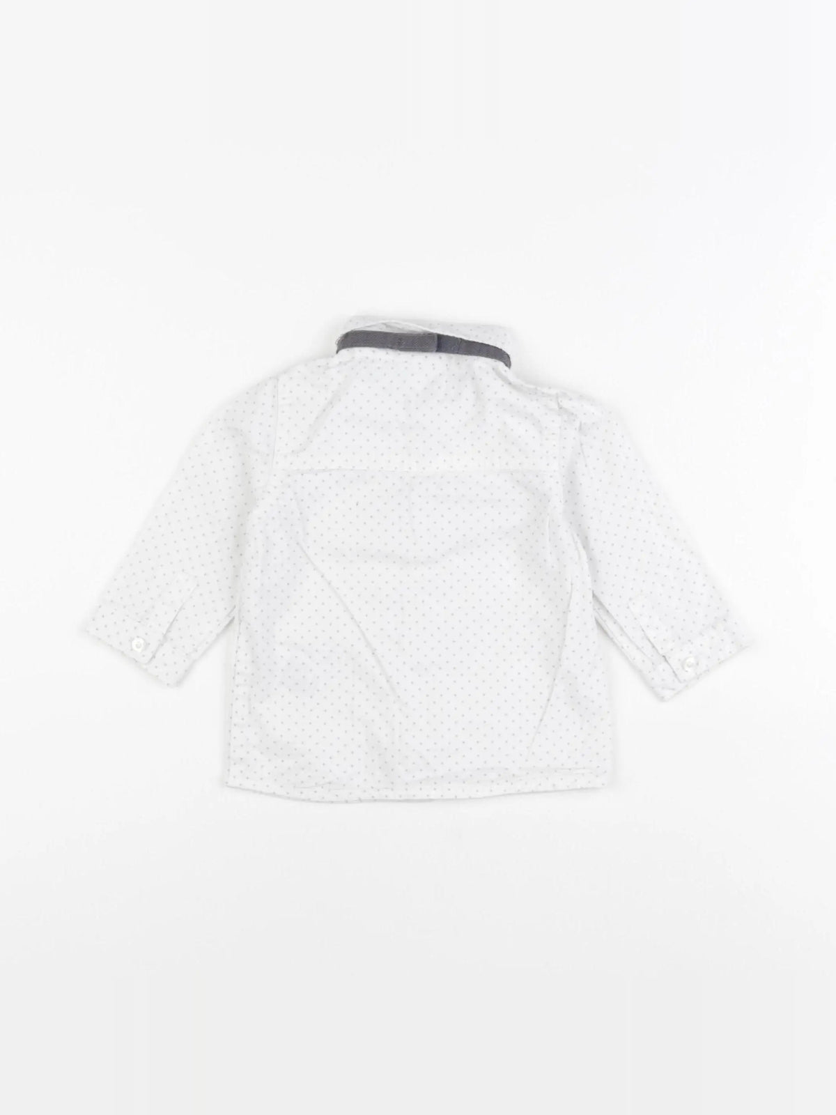 Vertbaudet - chemise blanc, gris - 9 mois