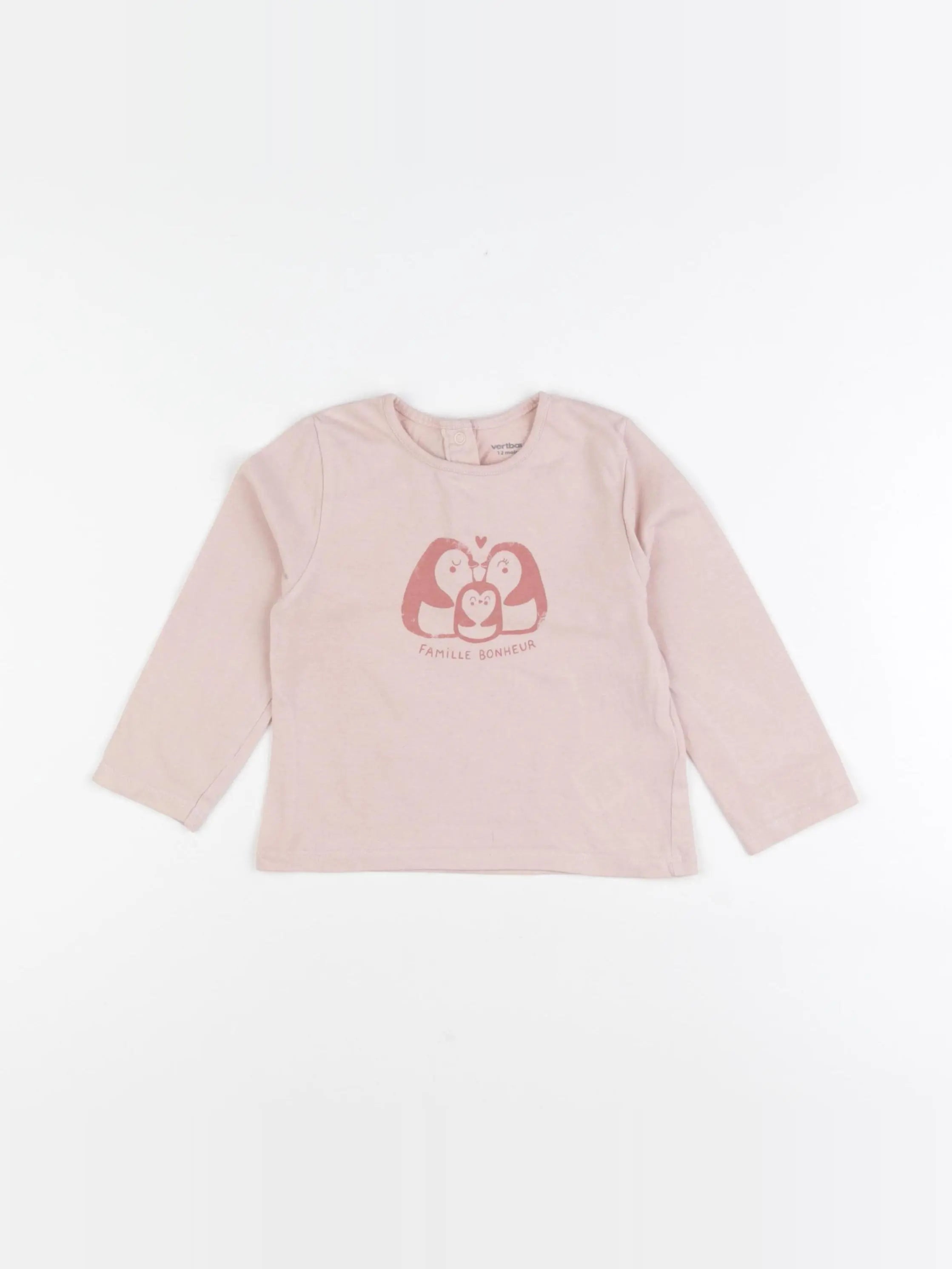 Vertbaudet - tee-shirt rose - 12 mois