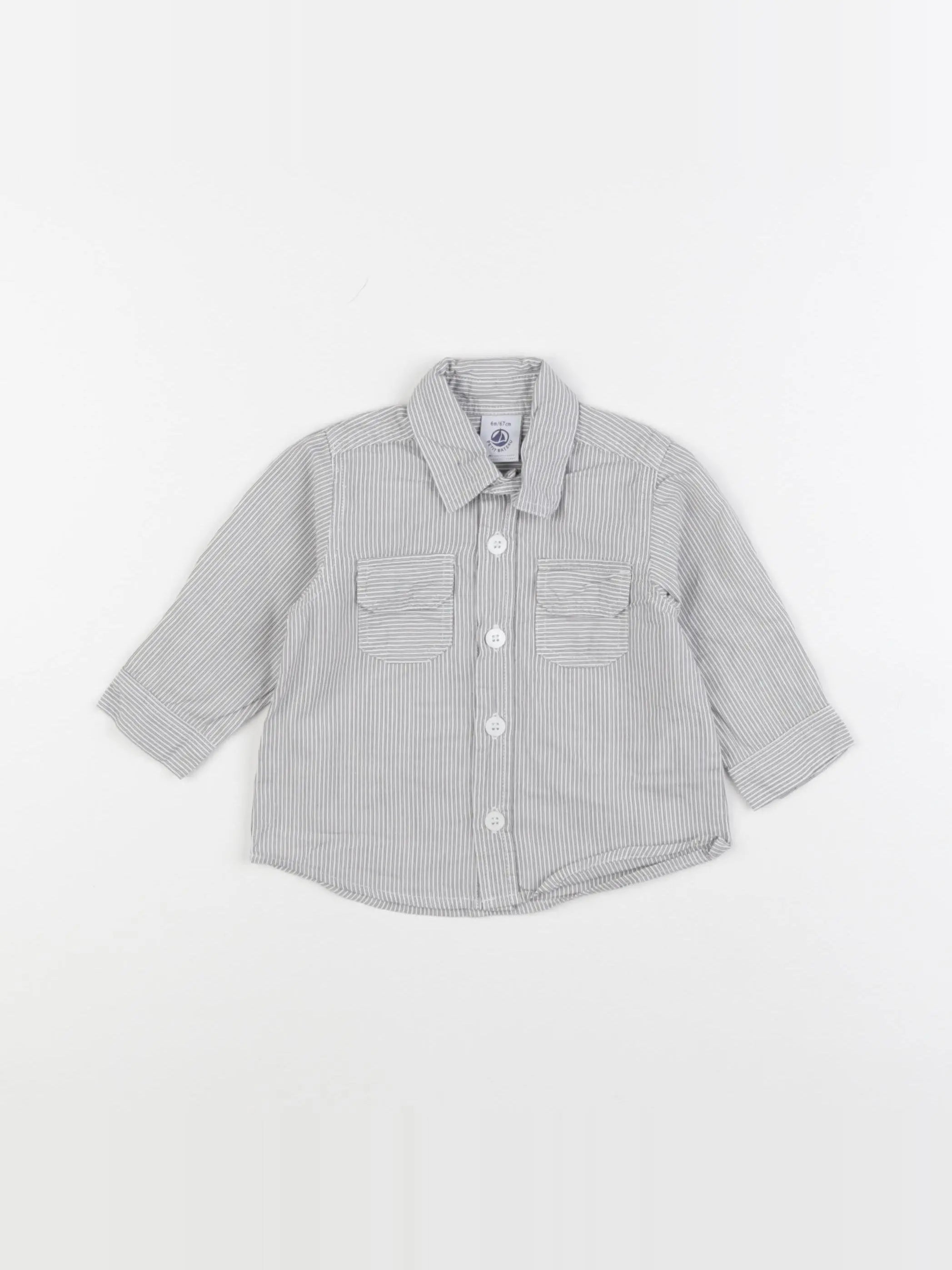 Petit Bateau - chemise gris - 6 mois