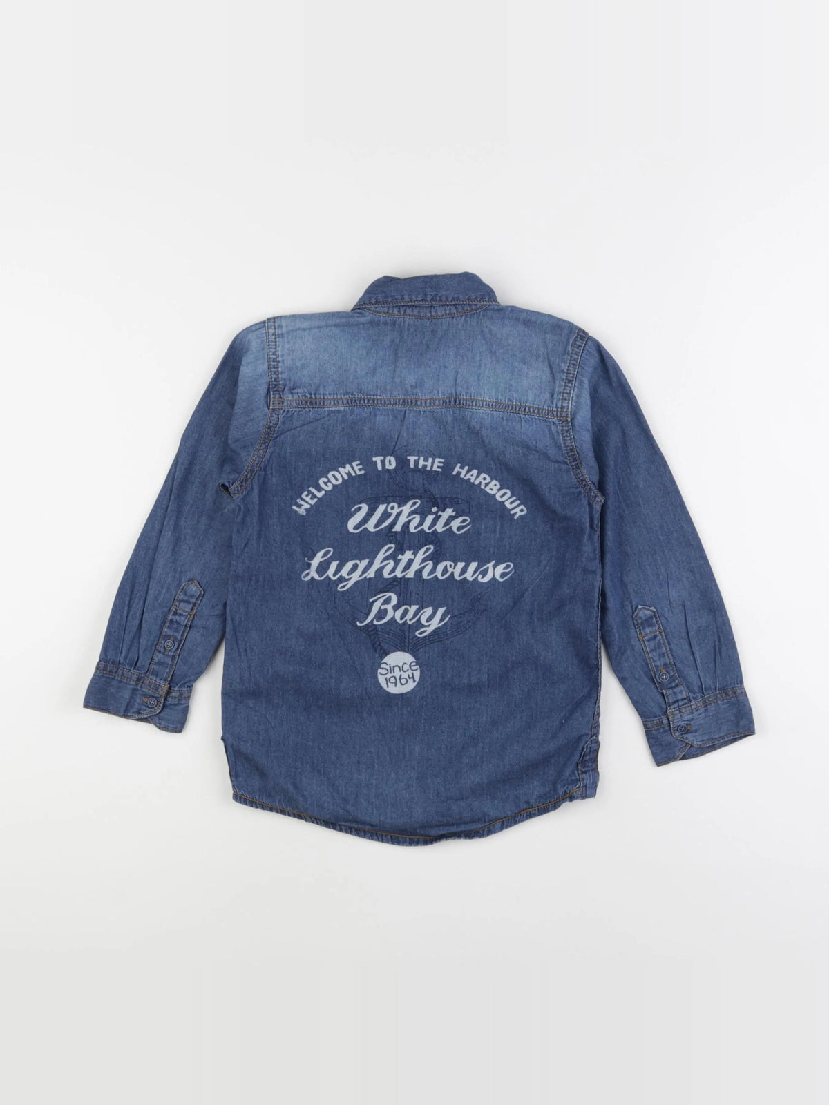 Vertbaudet - chemise imprimé au dos bleu - 6 ans