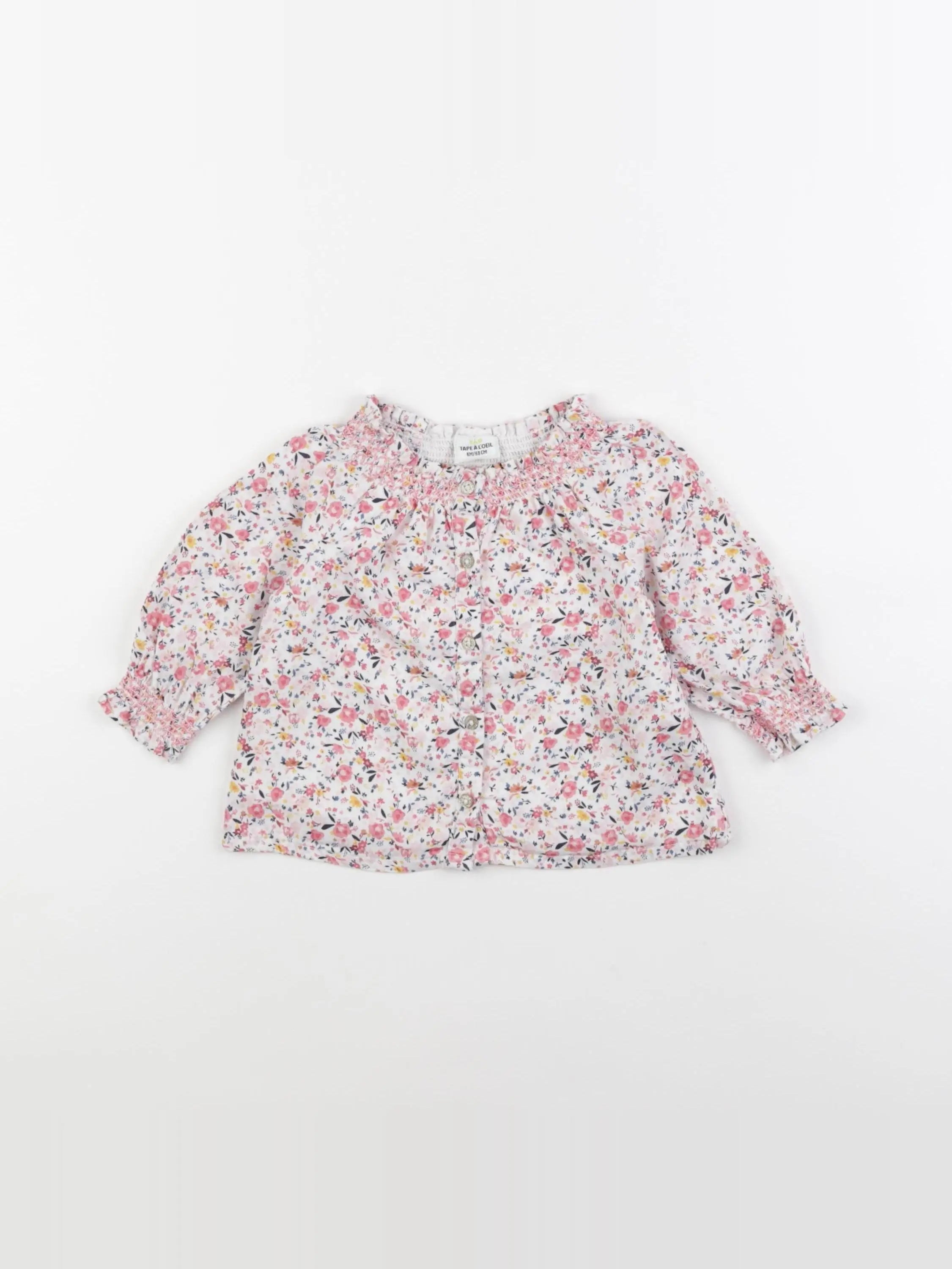 Tape à l'oeil - blouse blanc, rose - 6 mois