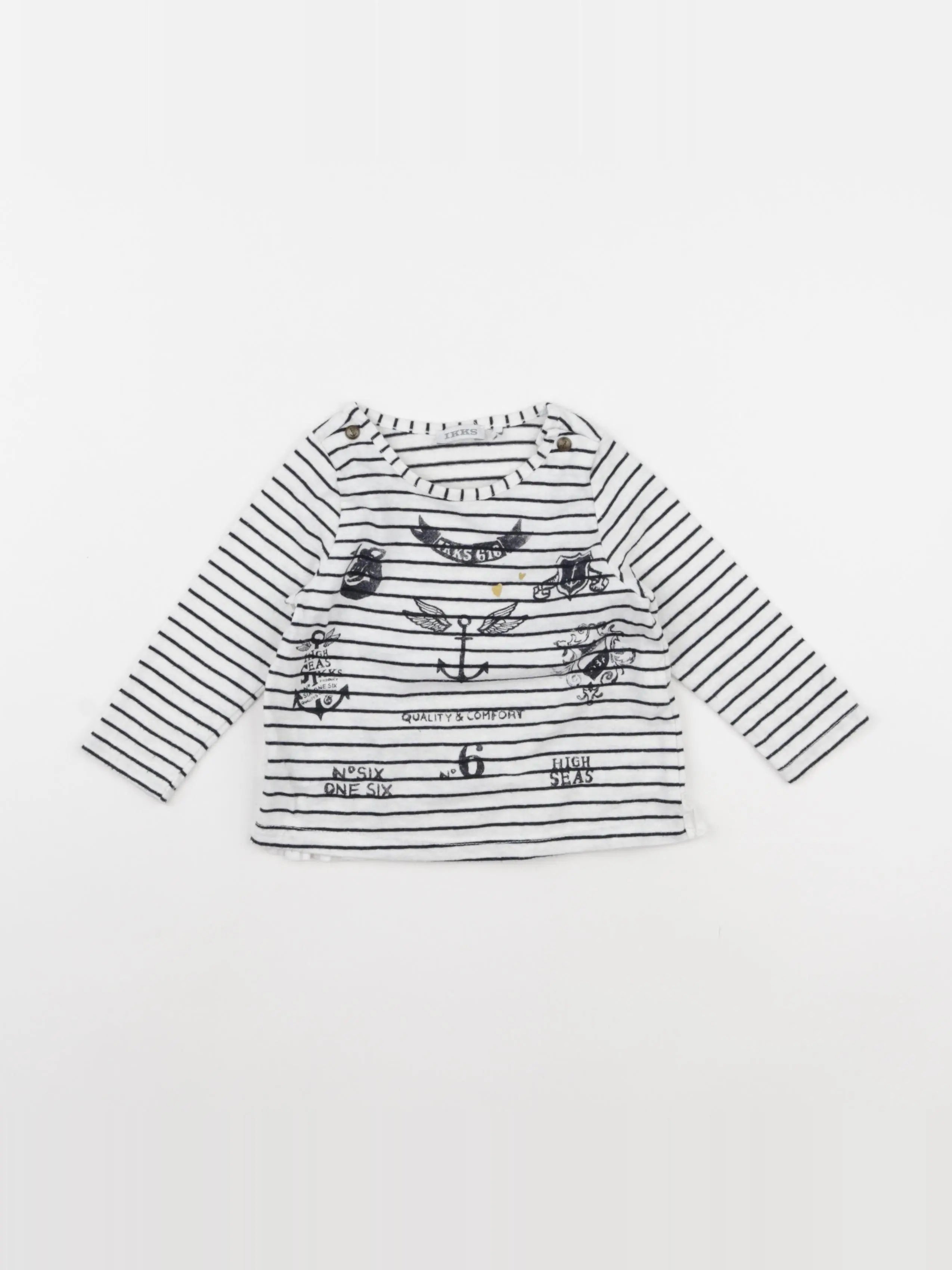 IKKS - tee-shirt blanc, bleu - 12 mois