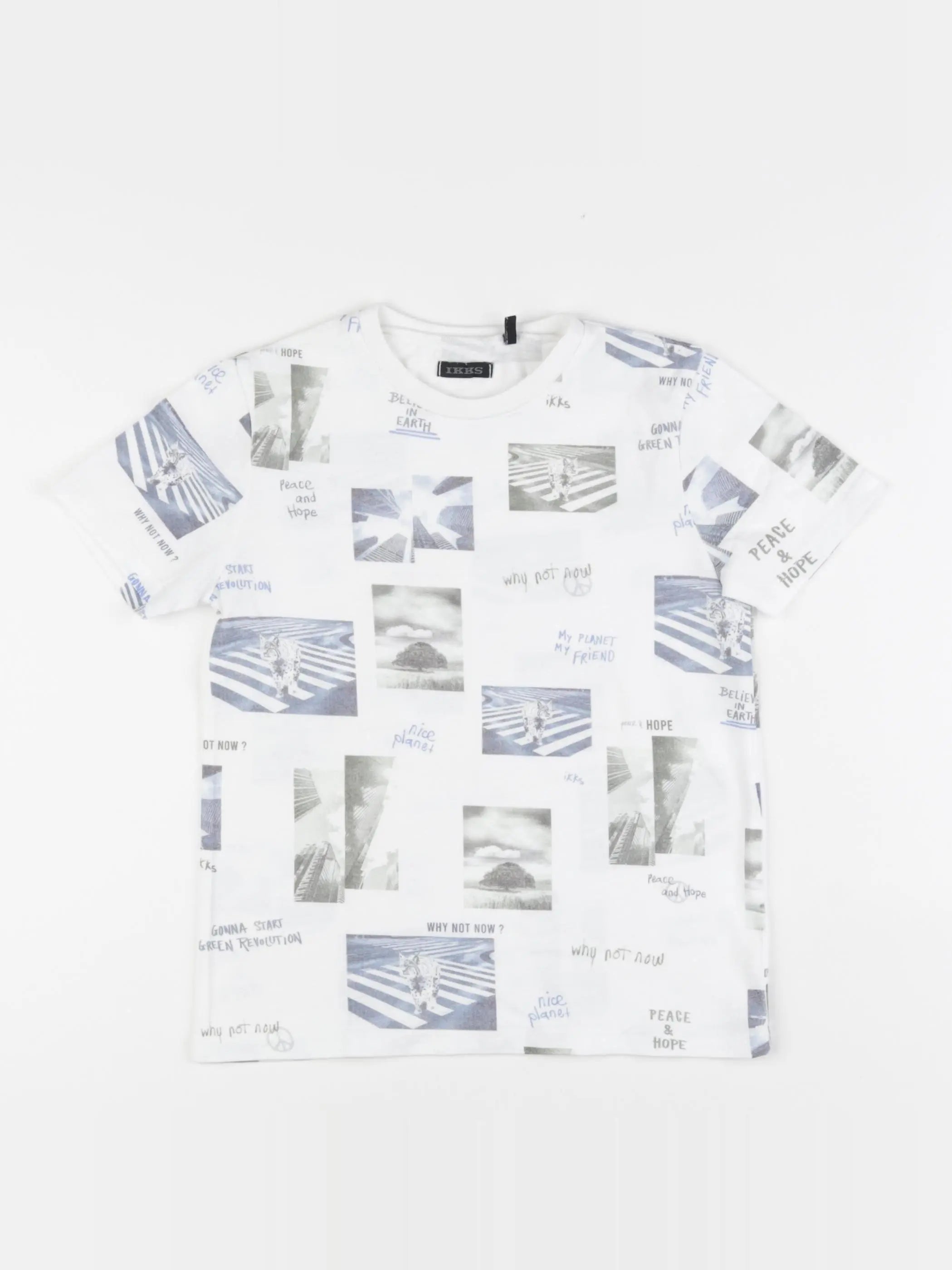 IKKS - tee-shirt blanc, bleu - 6 ans