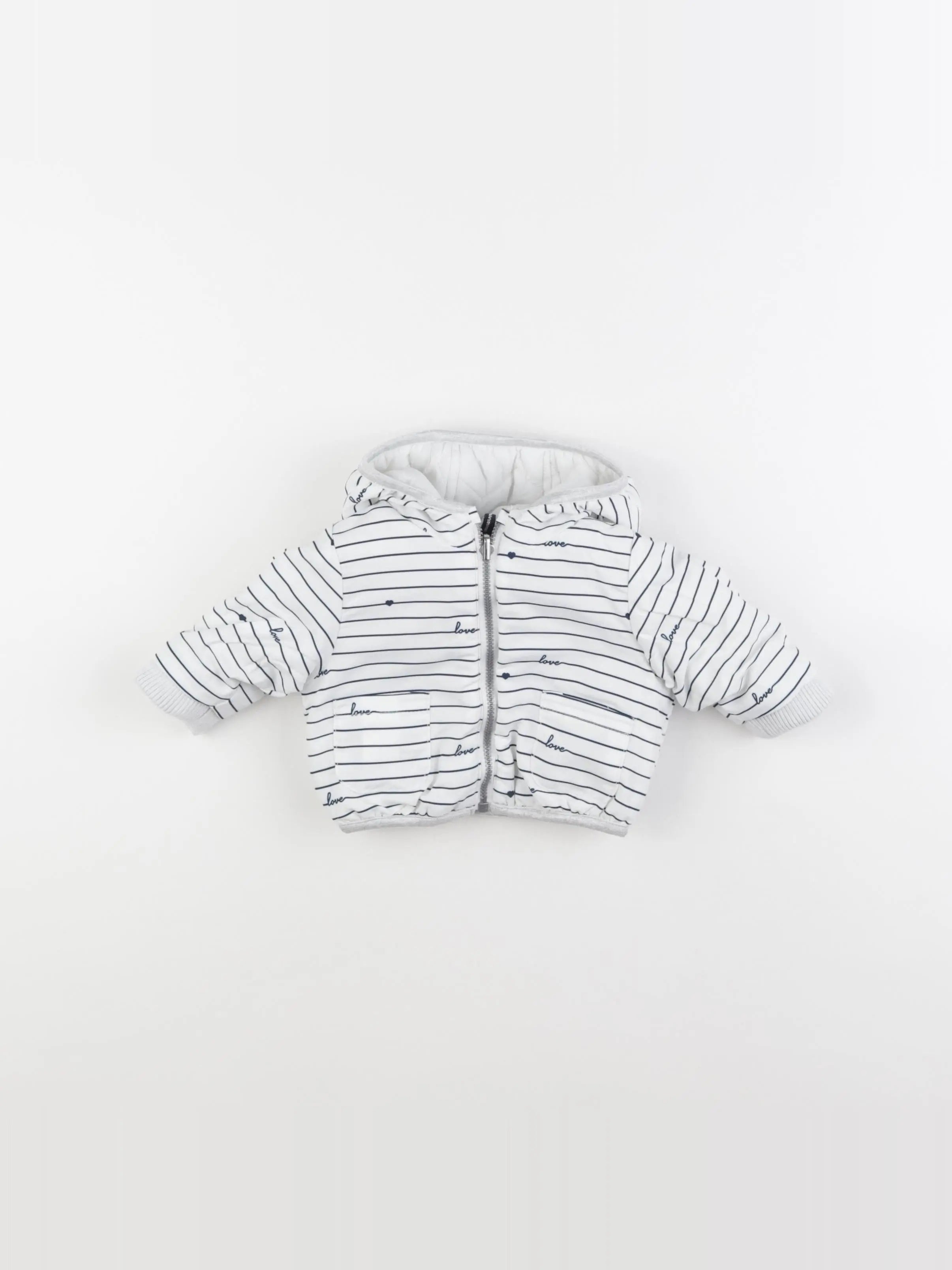 Tape à l'oeil - doudoune réversible blanc, bleu - 3 mois