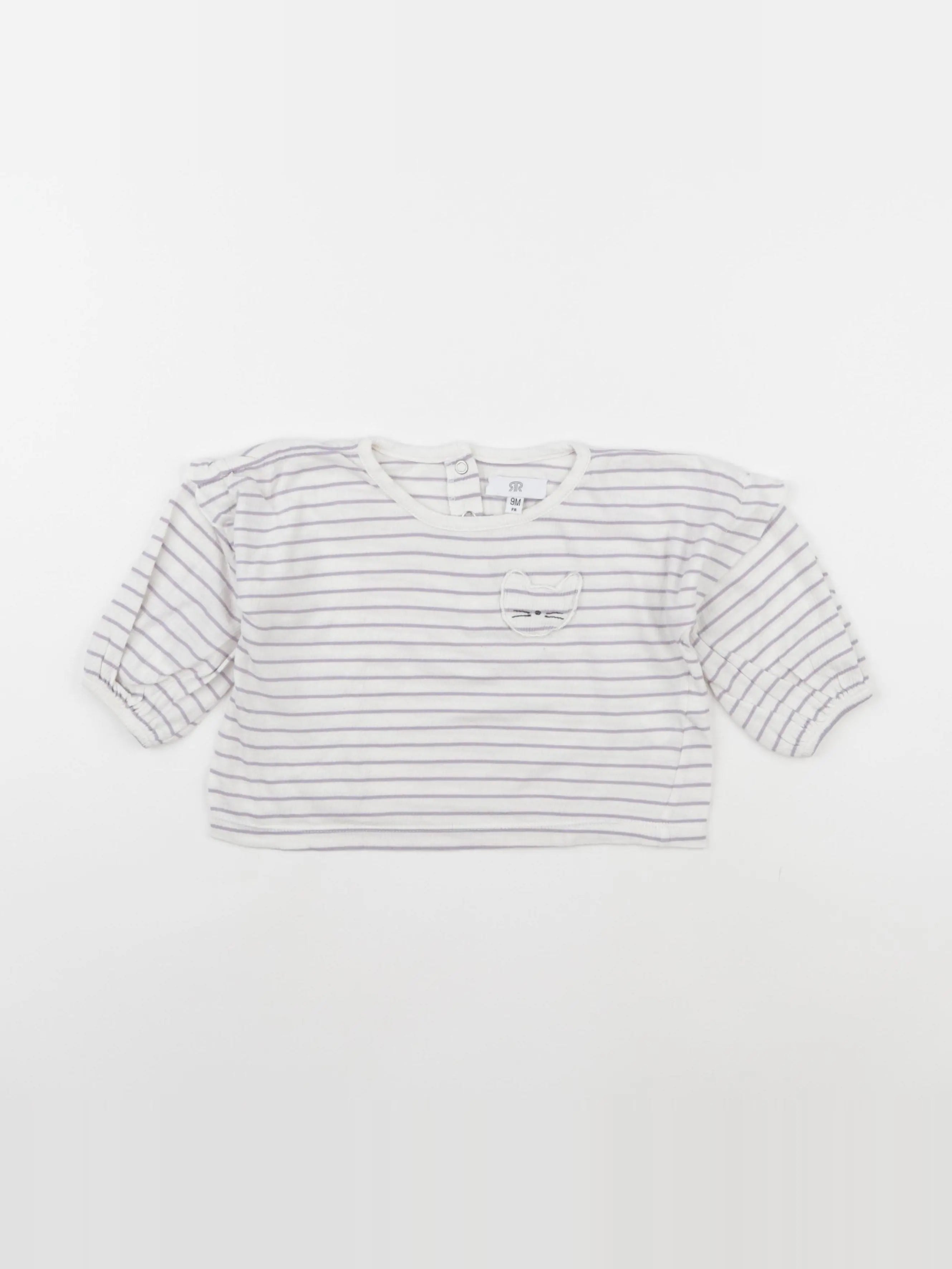 La Redoute - tee-shirt blanc, violet - 9 mois