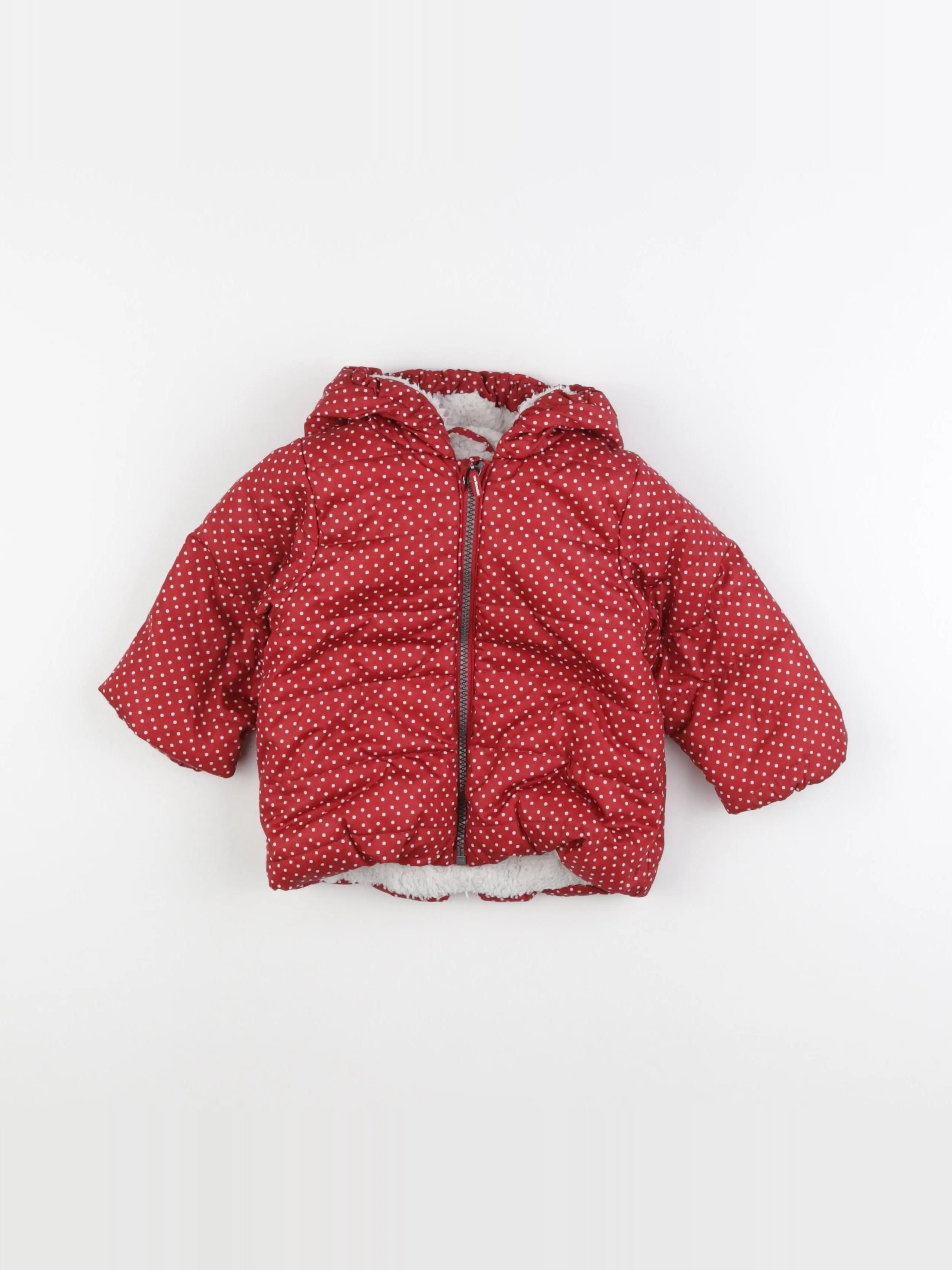 Vertbaudet - doudoune rouge, blanc - 12 mois