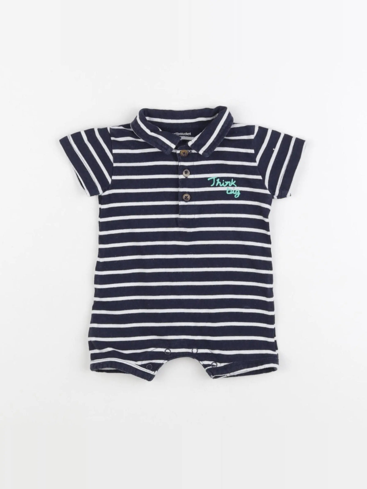 Vertbaudet - pyjama coton bleu - 0/3 mois