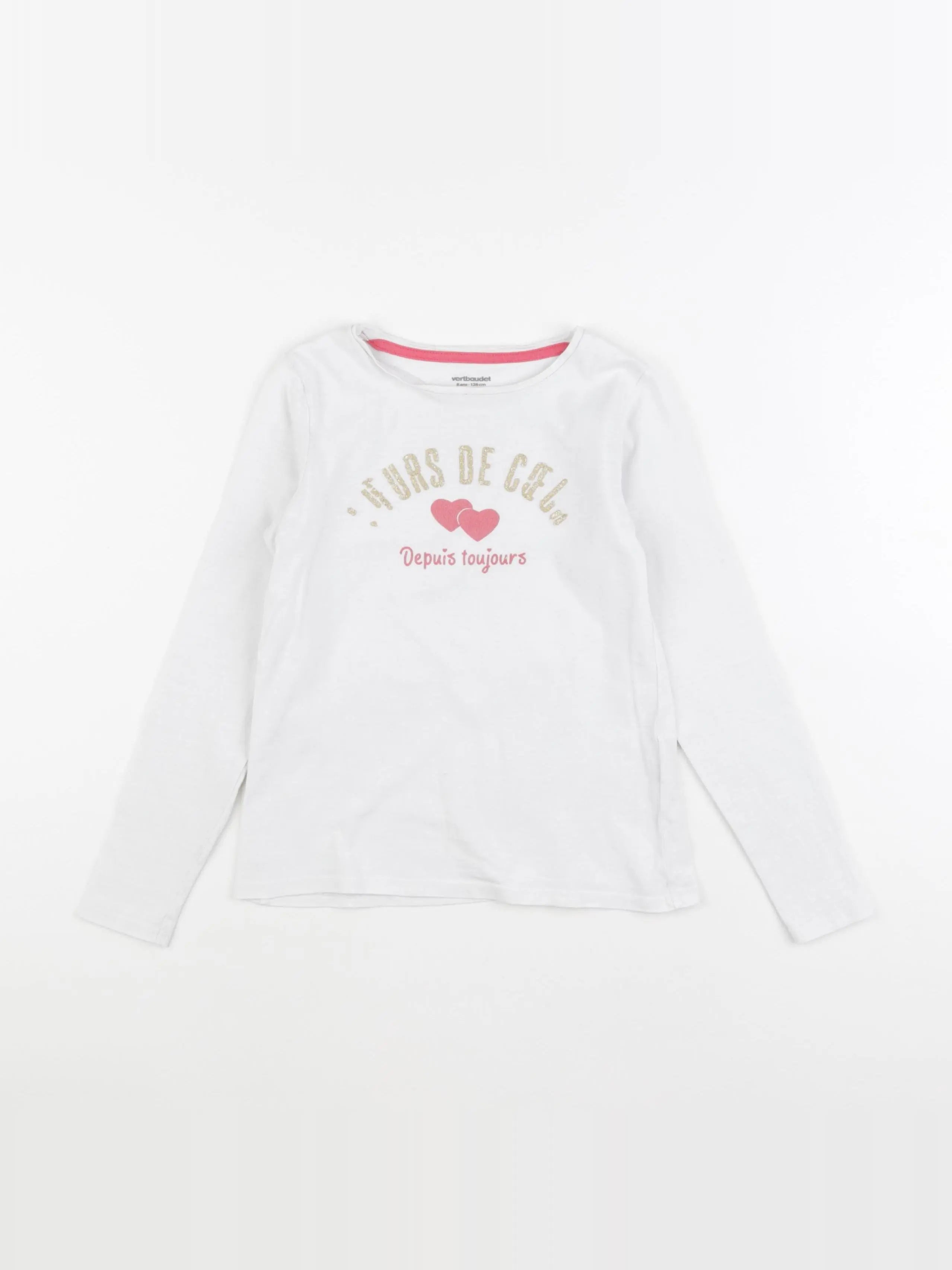 Vertbaudet - tee-shirt blanc, or - 8 ans