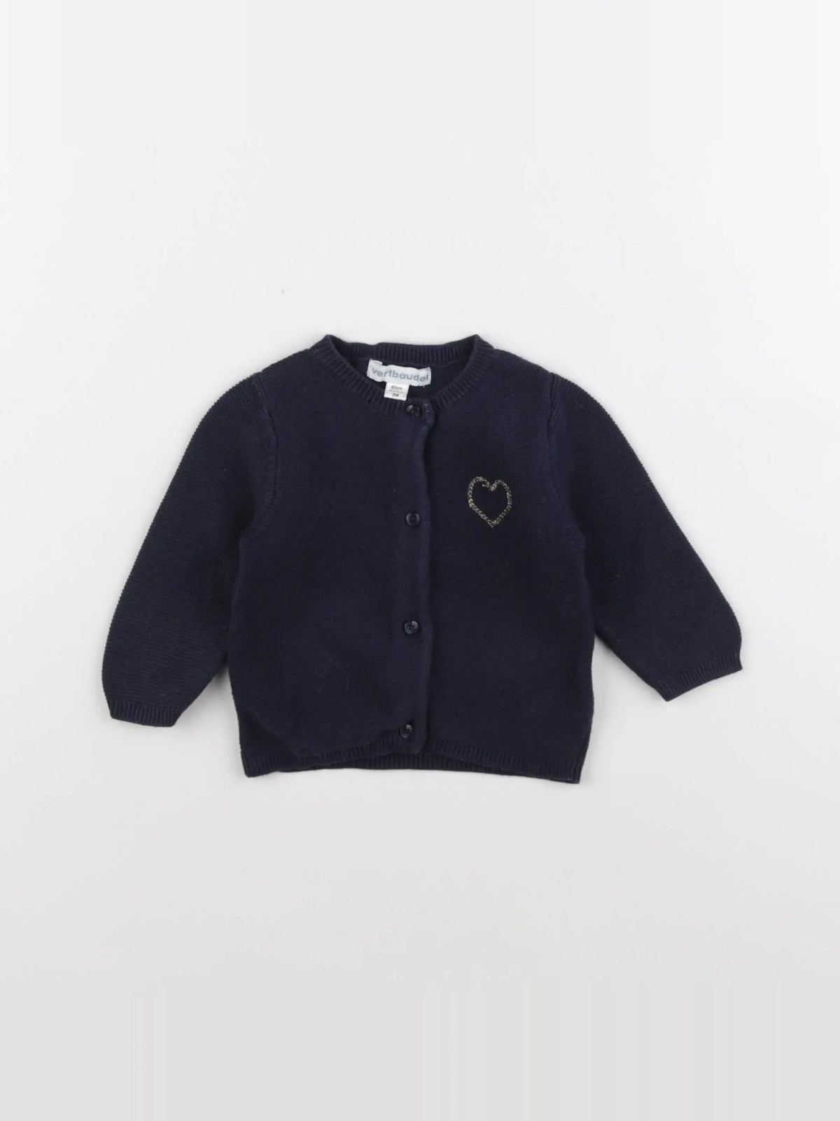 Vertbaudet - gilet bleu, or - 3 mois