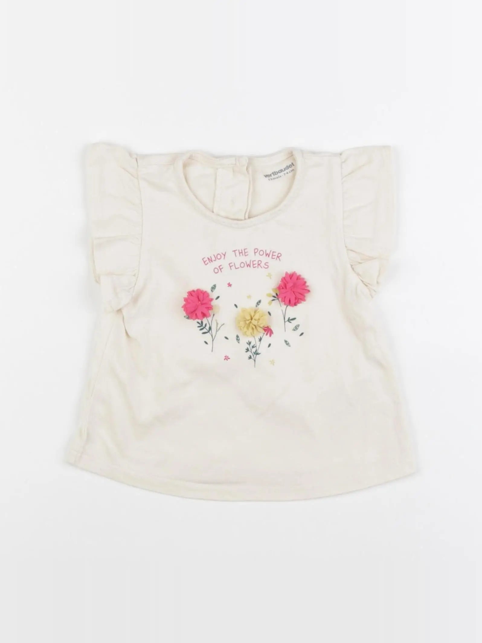 Vertbaudet - tee-shirt beige - 12 mois