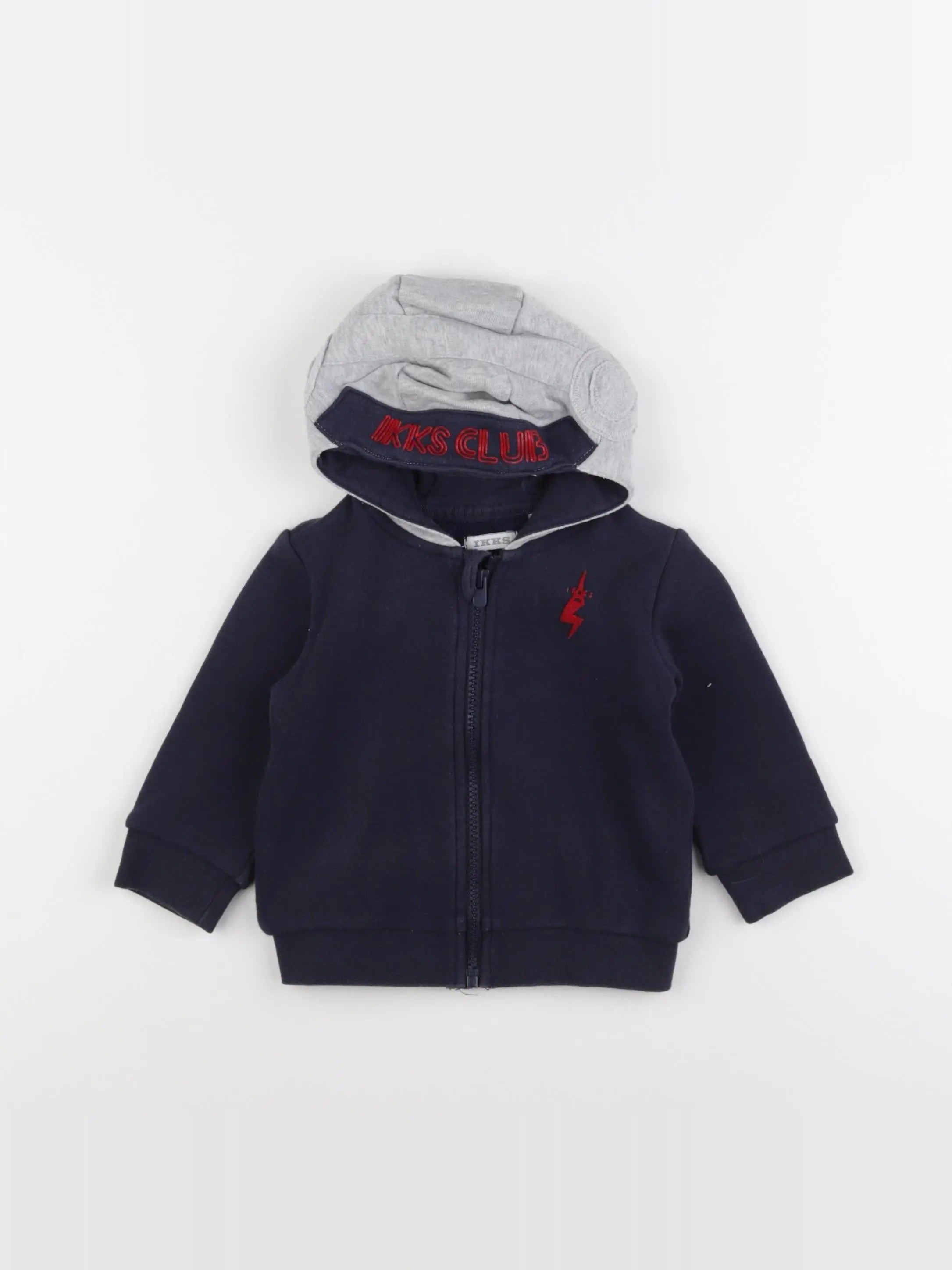 IKKS - sweat bleu, gris - 12 mois