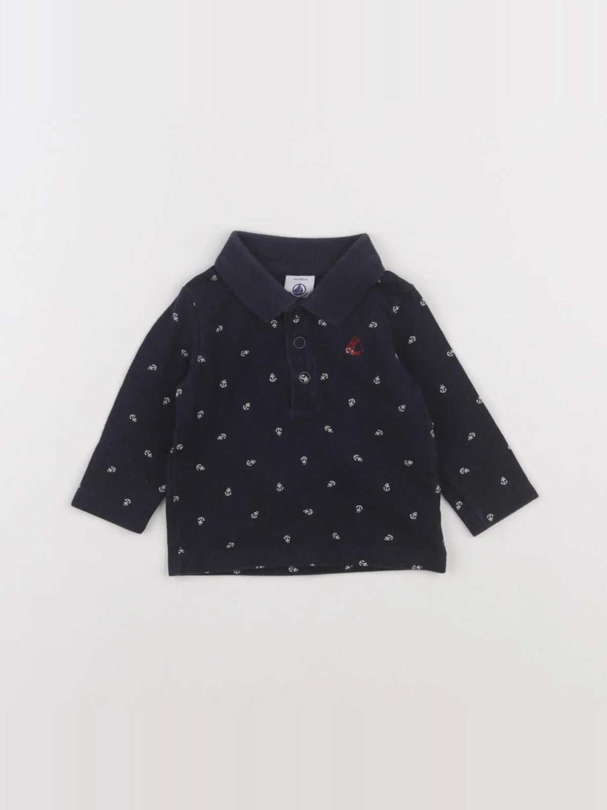 Petit Bateau - polo bleu, blanc - 3 mois