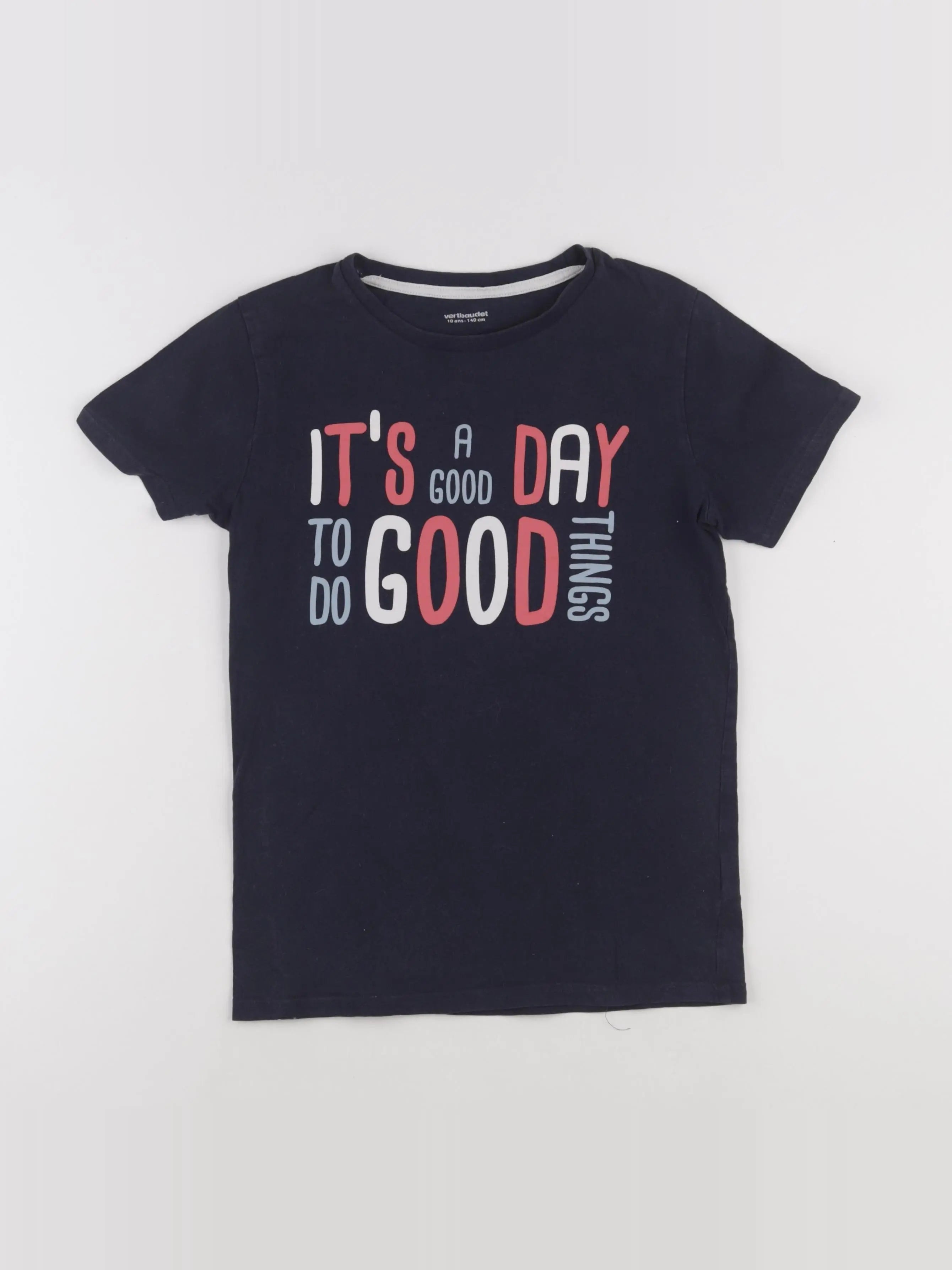 Vertbaudet - tee-shirt bleu - 10 ans