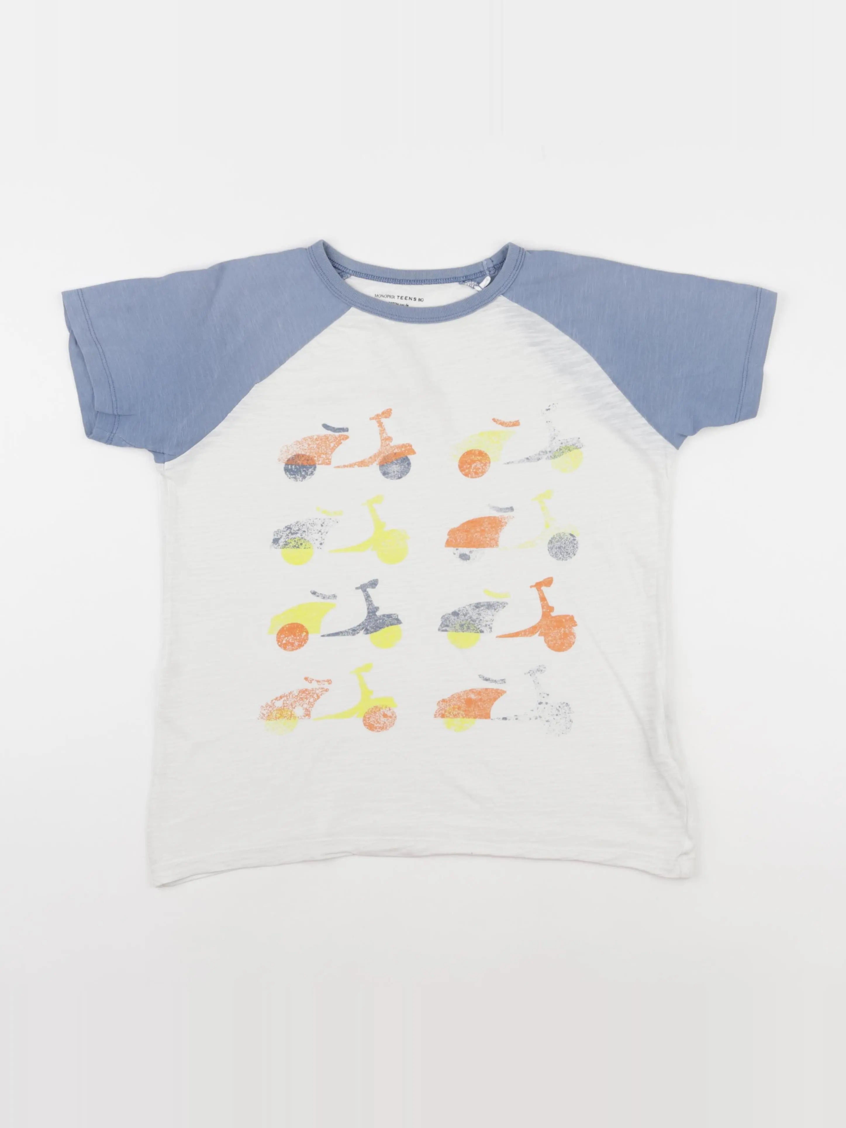 Monoprix - tee-shirt blanc, bleu - 12 ans