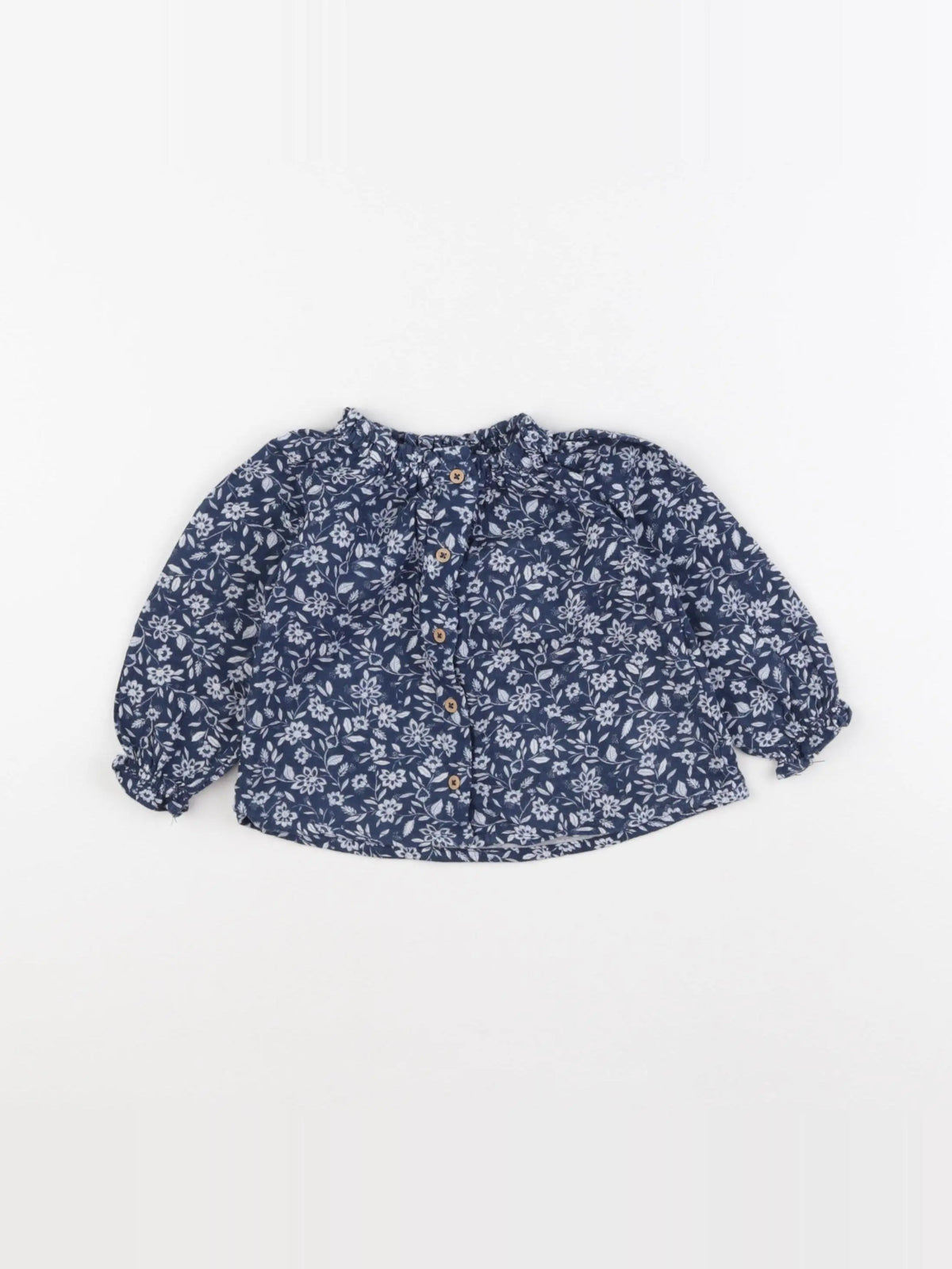 Vertbaudet - blouse bleu, blanc - 6 mois