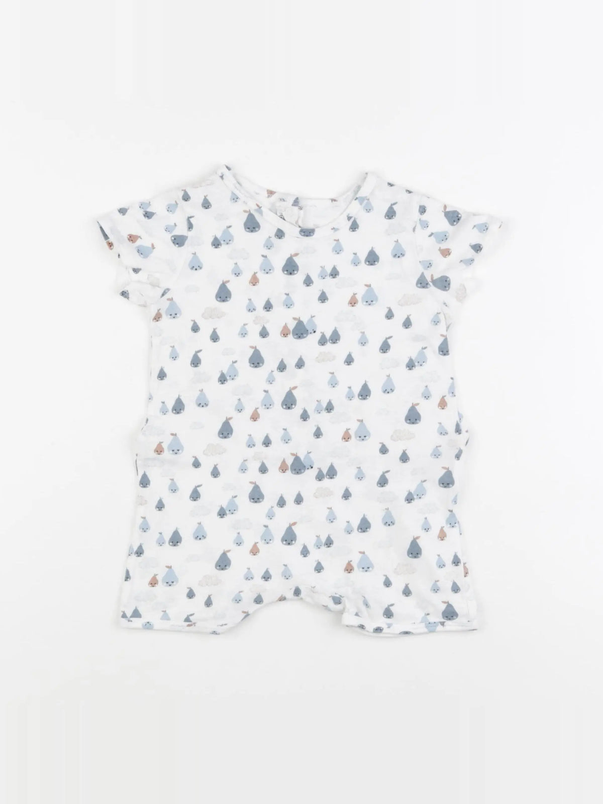 Vertbaudet - pyjama coton blanc, bleu - 12 mois
