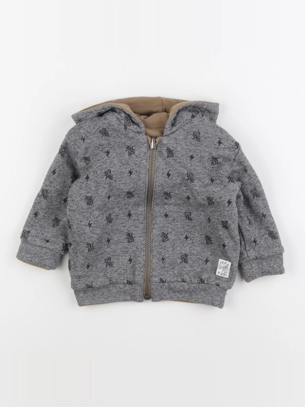 IKKS - sweat réversible gris, marron - 12 mois