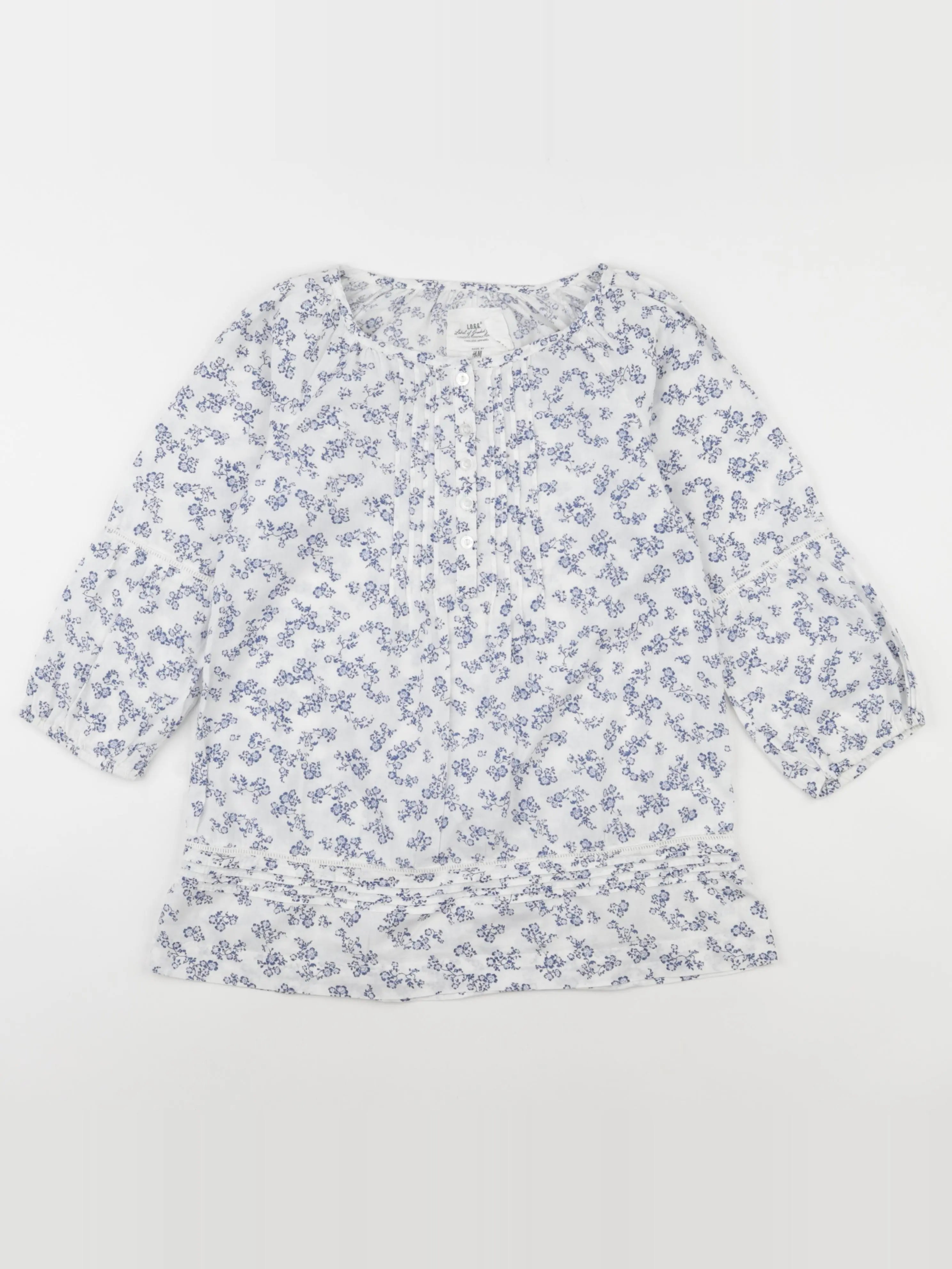 H&M - blouse blanc, bleu - 10/11 ans