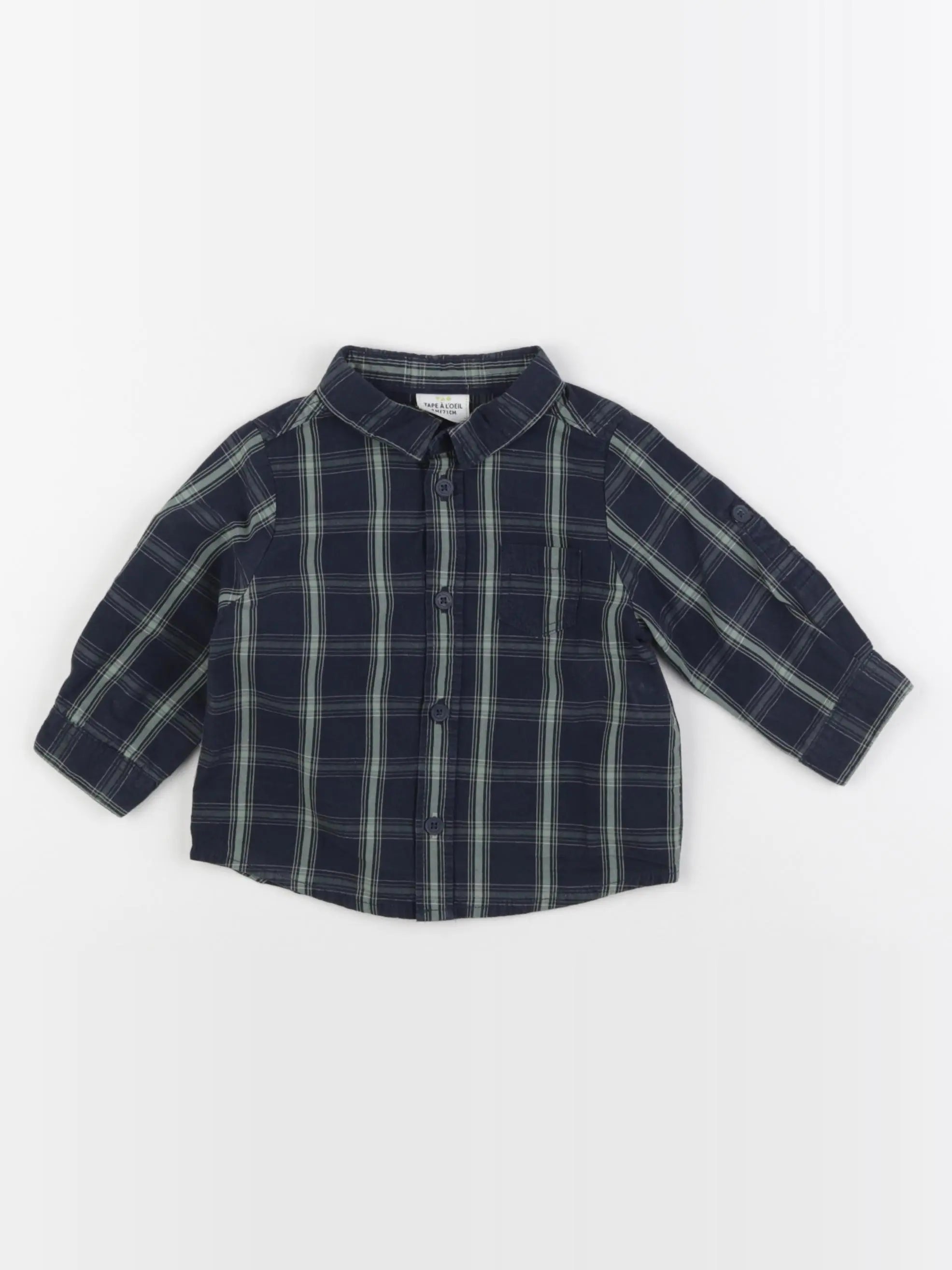 Tape à l'oeil - chemise vert, bleu - 9 mois