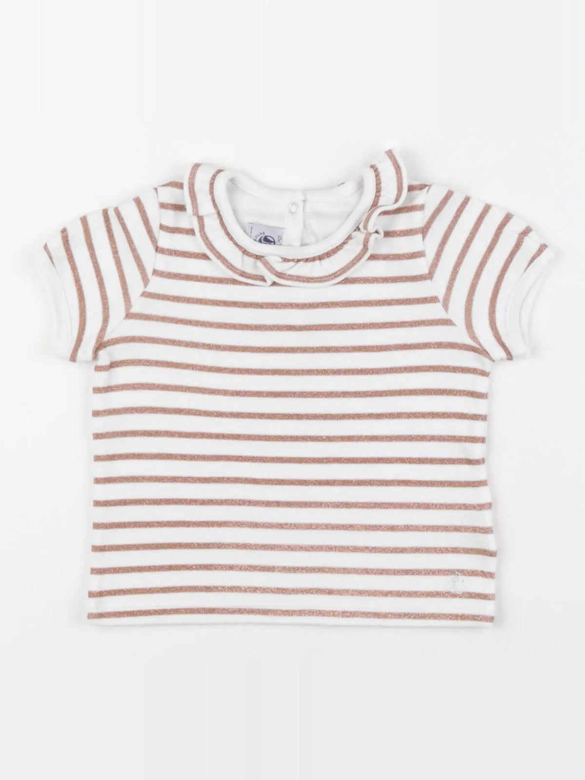 Petit Bateau - tee-shirt blanc, bronze - 12 mois