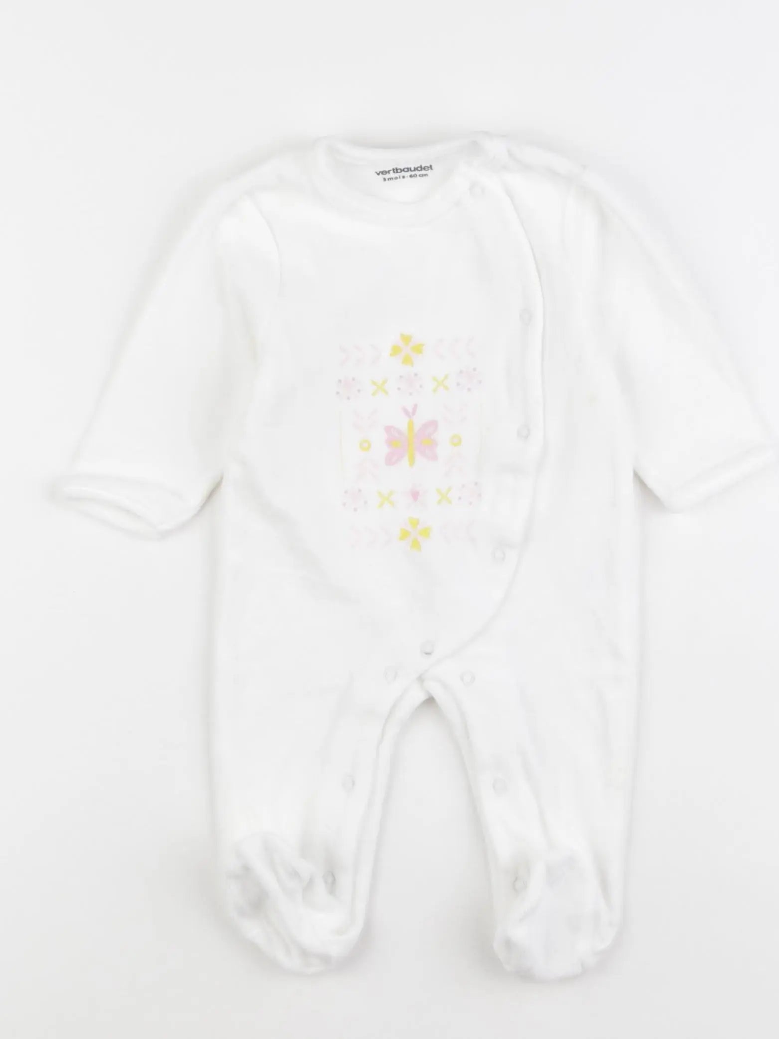 Vertbaudet - pyjama velours blanc - 3 mois