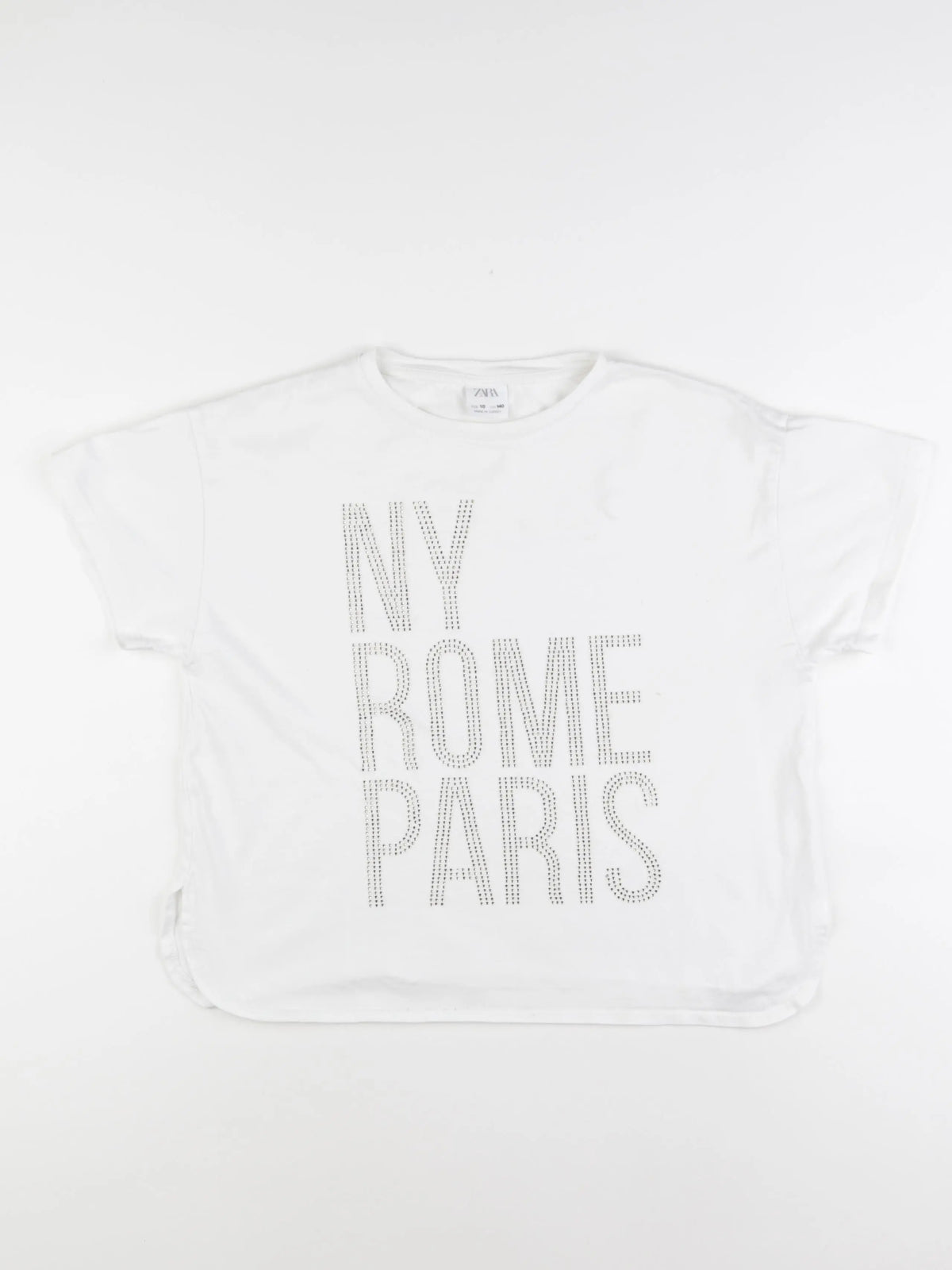 Zara - tee-shirt blanc, or - 10 ans