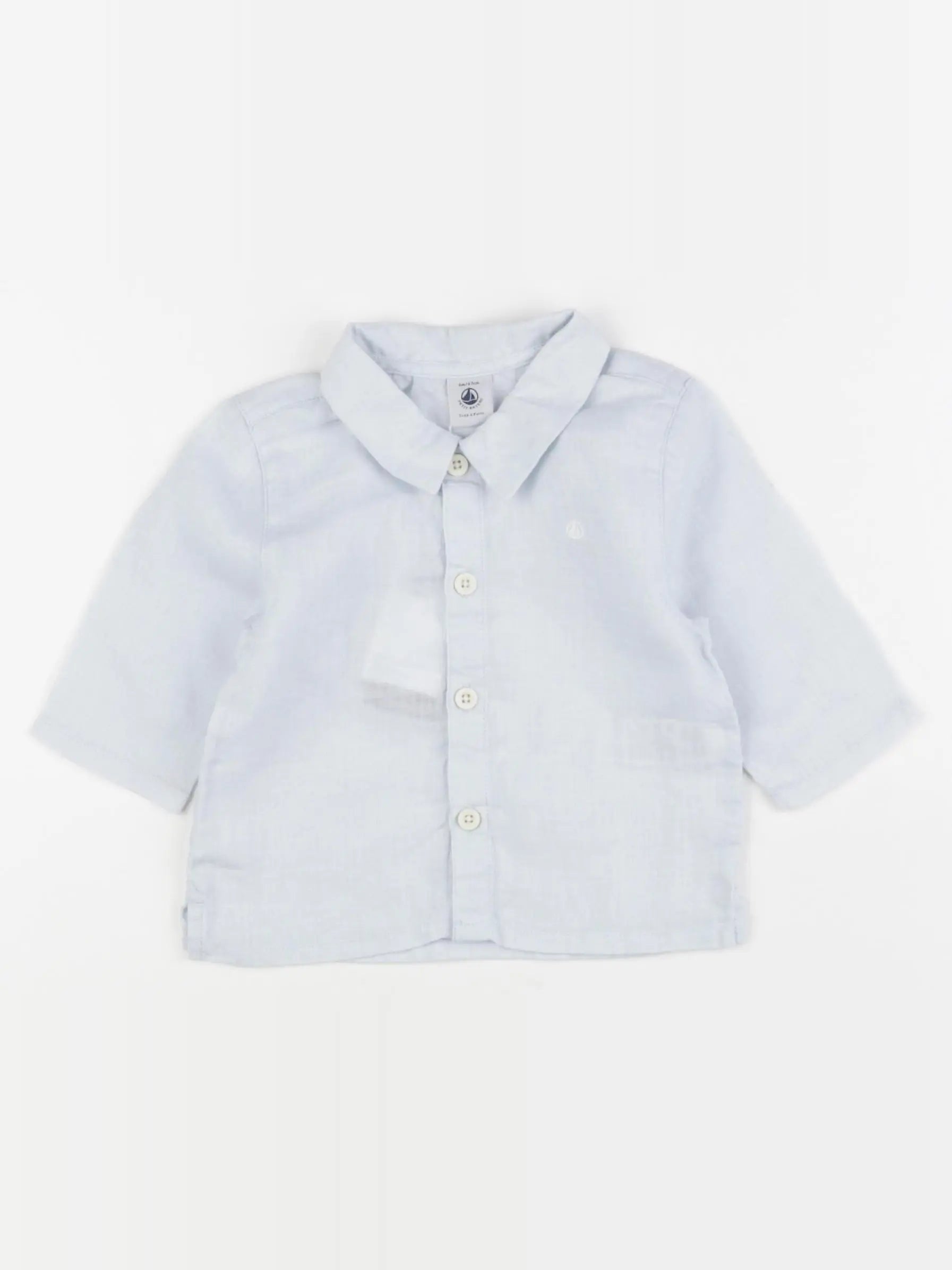 Petit Bateau - chemise bleu - 6 mois