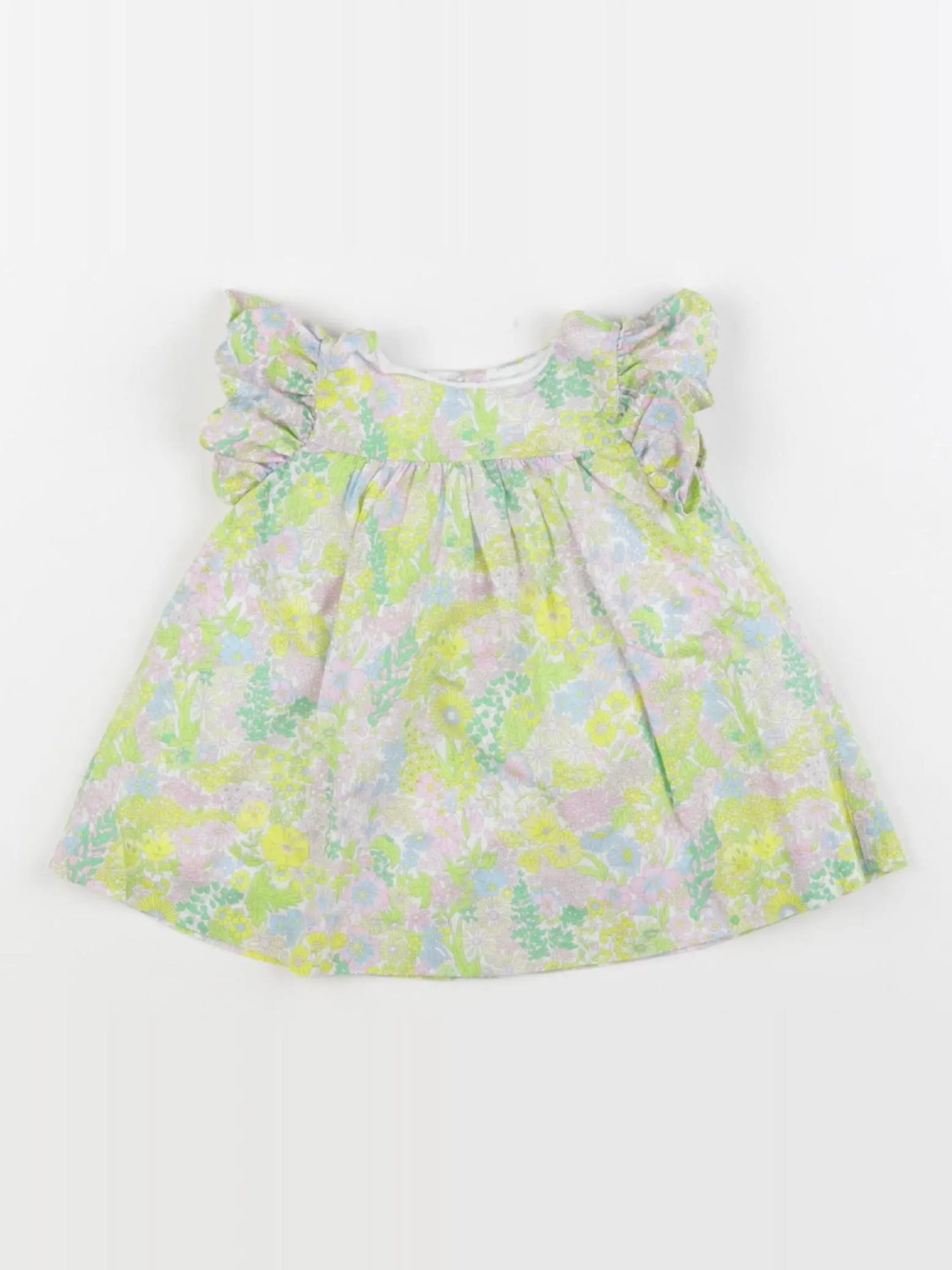 Jacadi - robe liberty jaune, vert - 1 mois