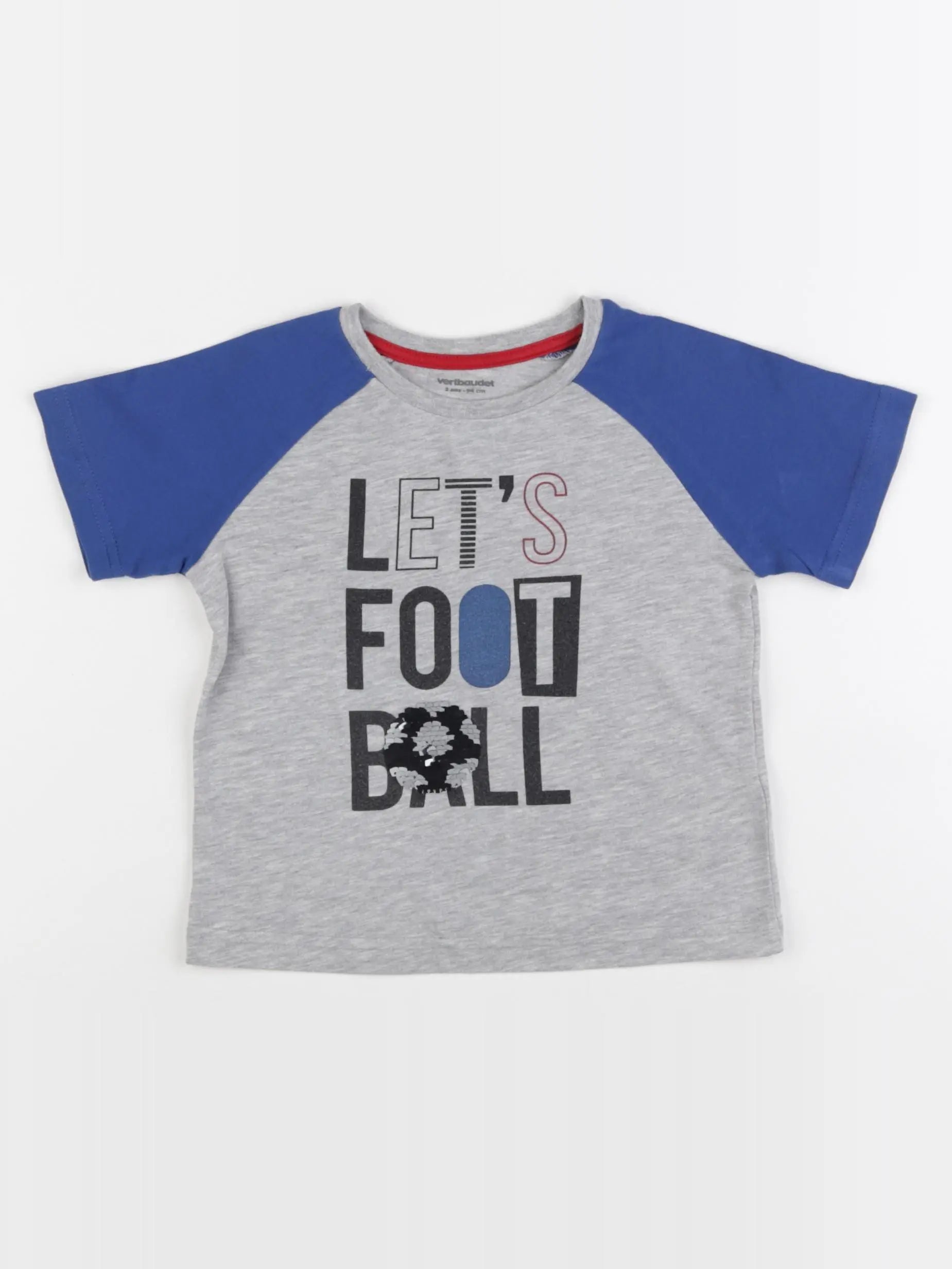 Vertbaudet - tee-shirt bleu, gris - 3 ans