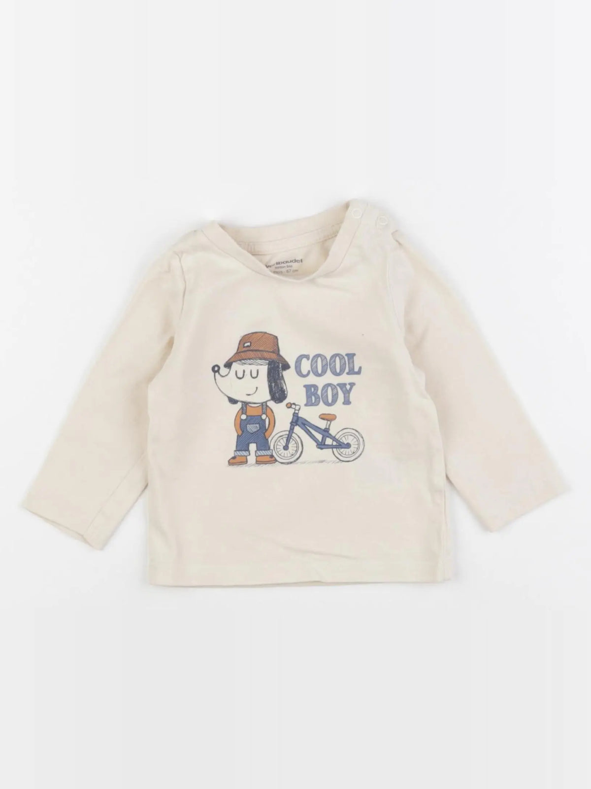Vertbaudet - tee-shirt beige - 6 mois