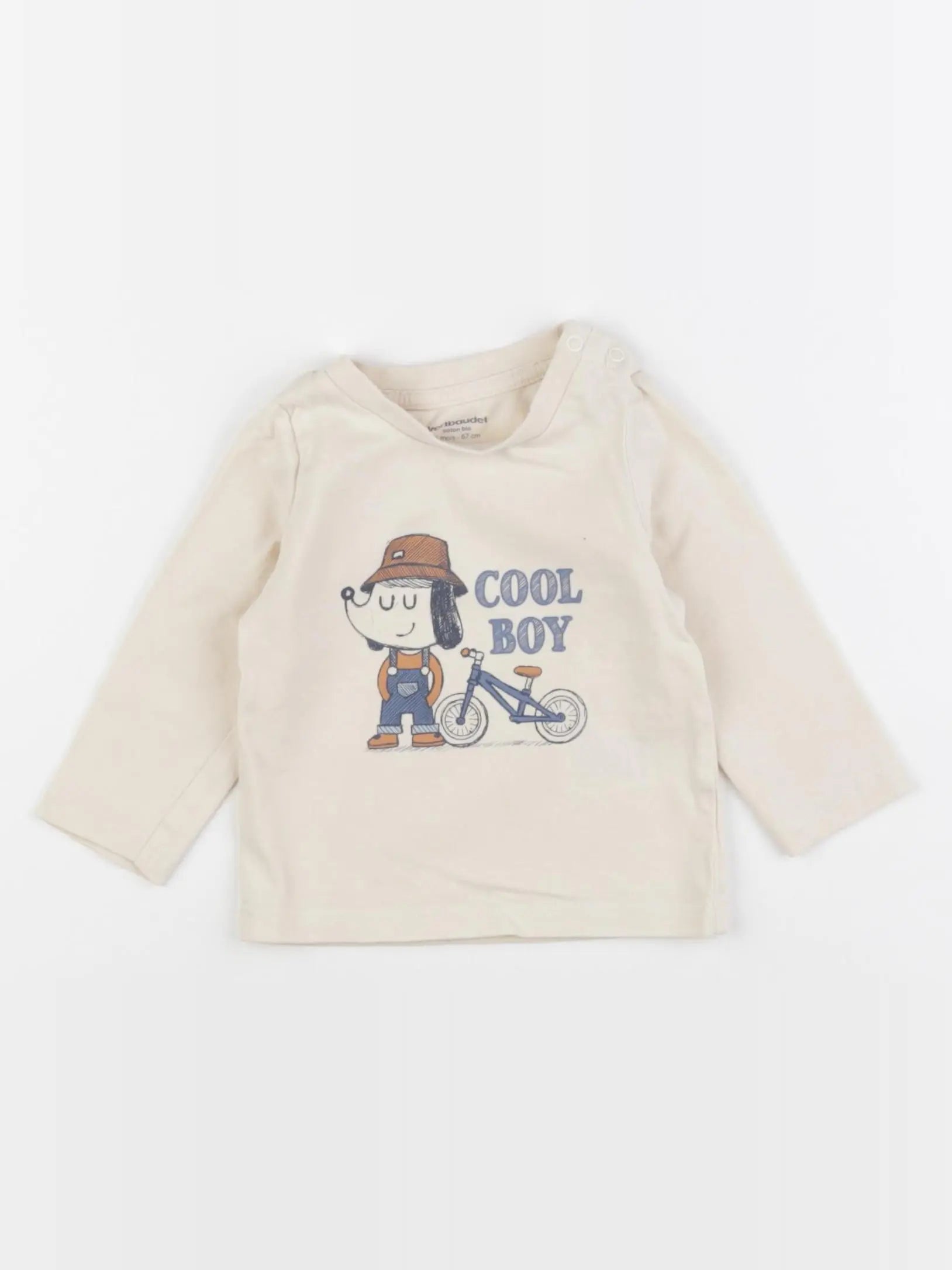 Vertbaudet - tee-shirt beige - 6 mois