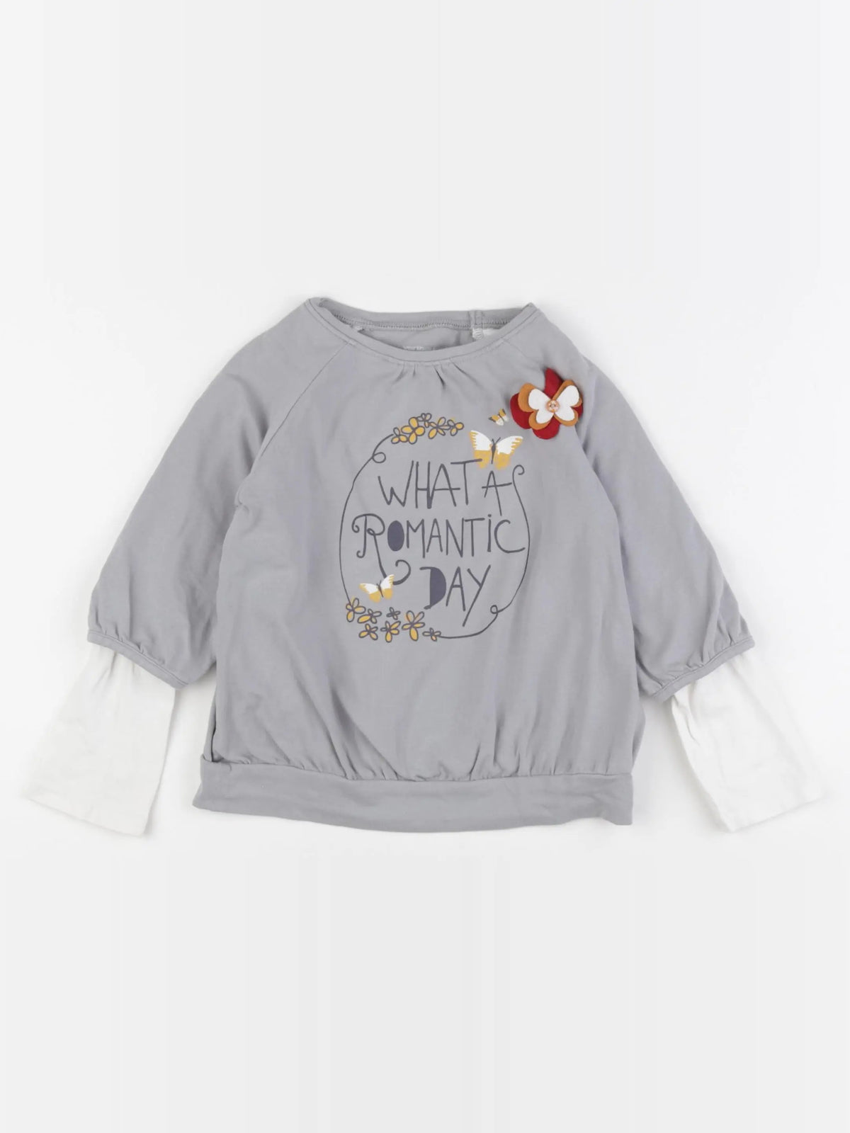 Vertbaudet - tee-shirt imprimé au dos gris - 4 ans