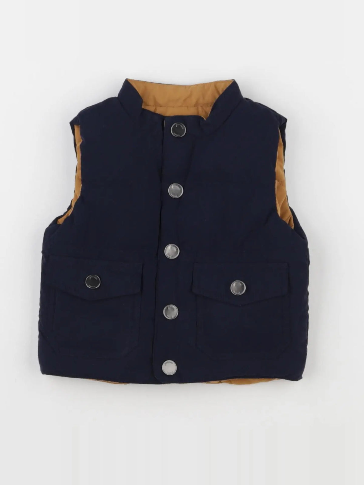 Jacadi - doudoune réversible bleu, marron - 6 mois