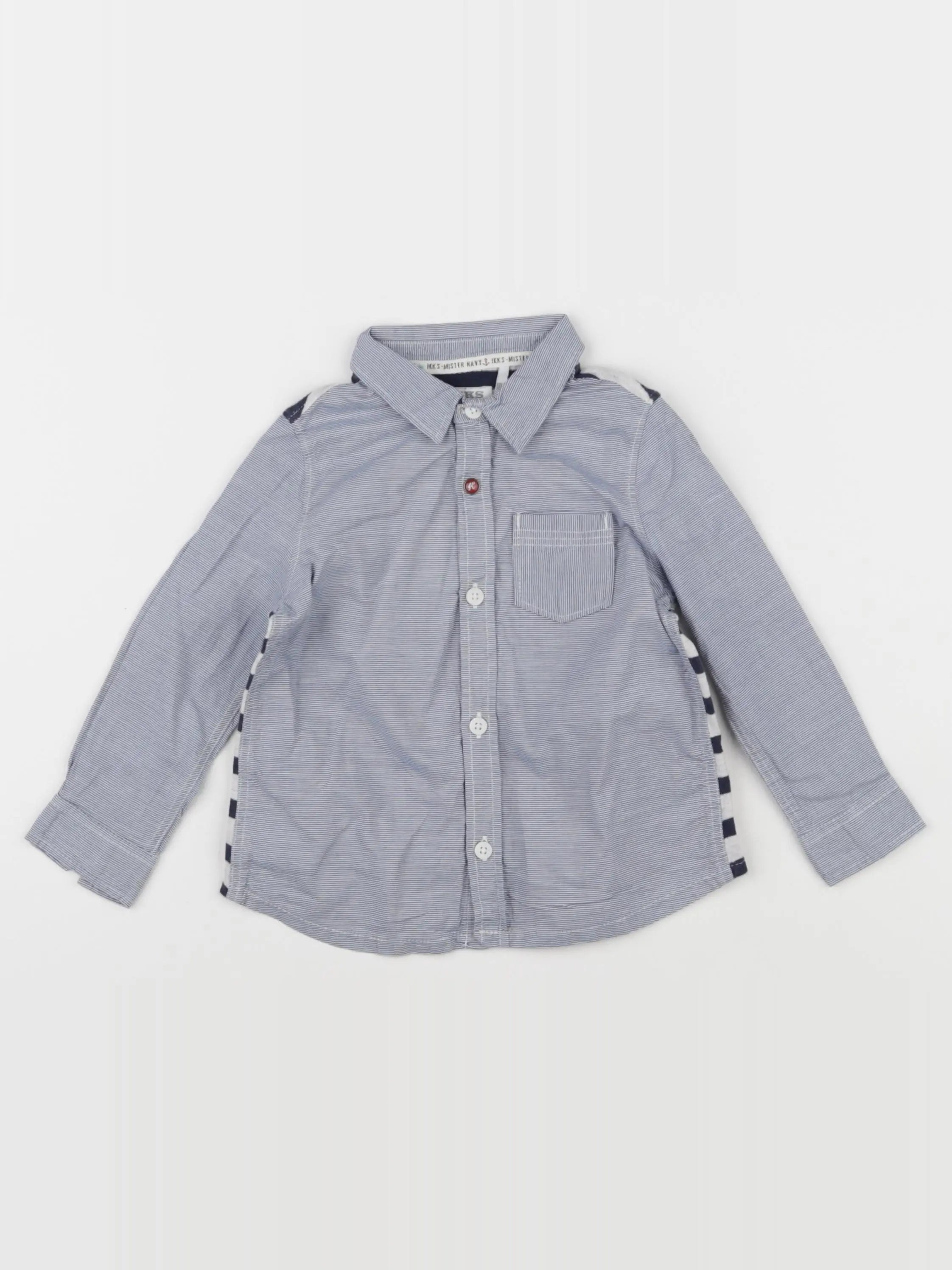 IKKS - chemise imprimé au dos bleu, blanc - 18 mois