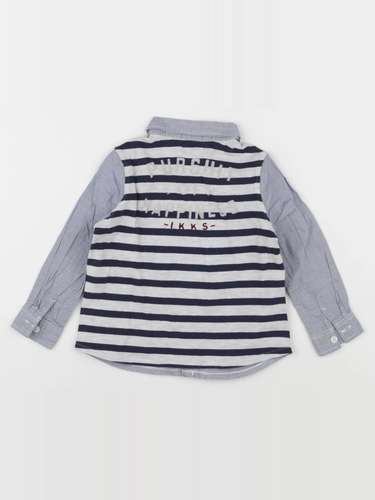 IKKS - chemise imprimé au dos bleu, blanc - 18 mois