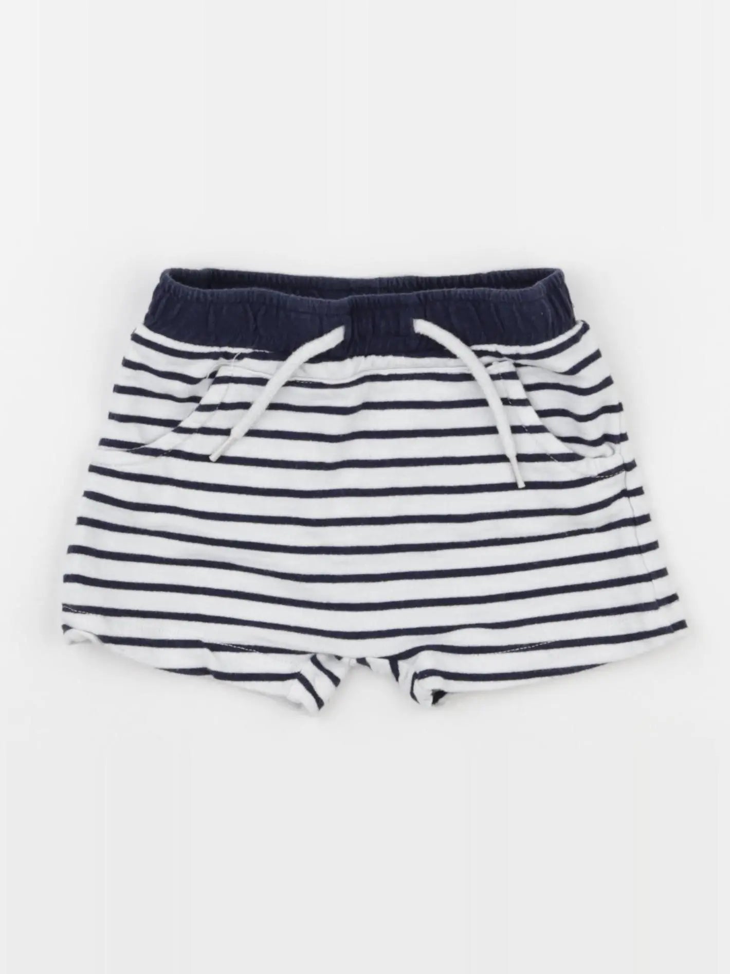 Vertbaudet - short blanc, bleu - 12 mois