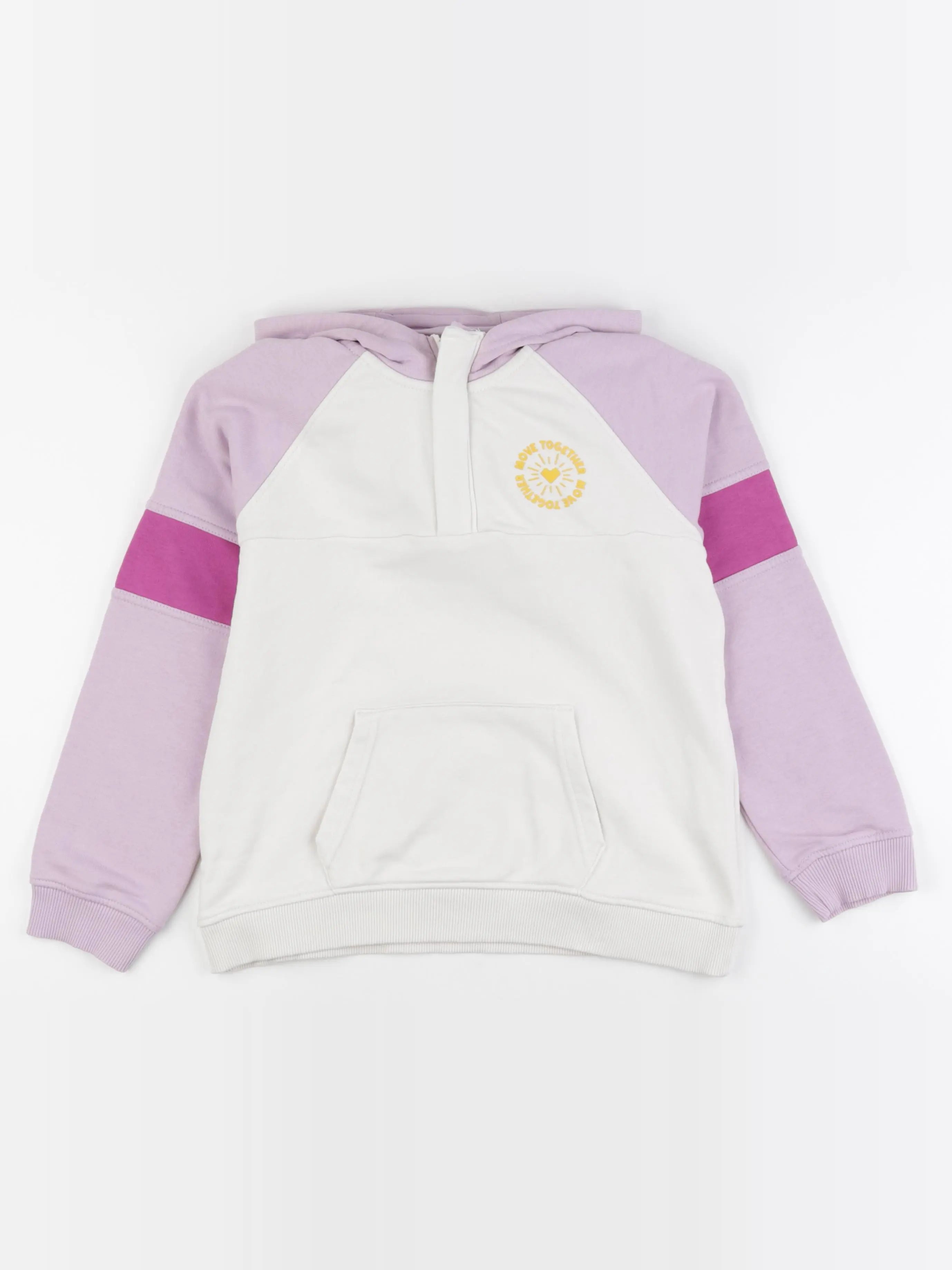 Vertbaudet - sweat blanc, rose - 12 ans