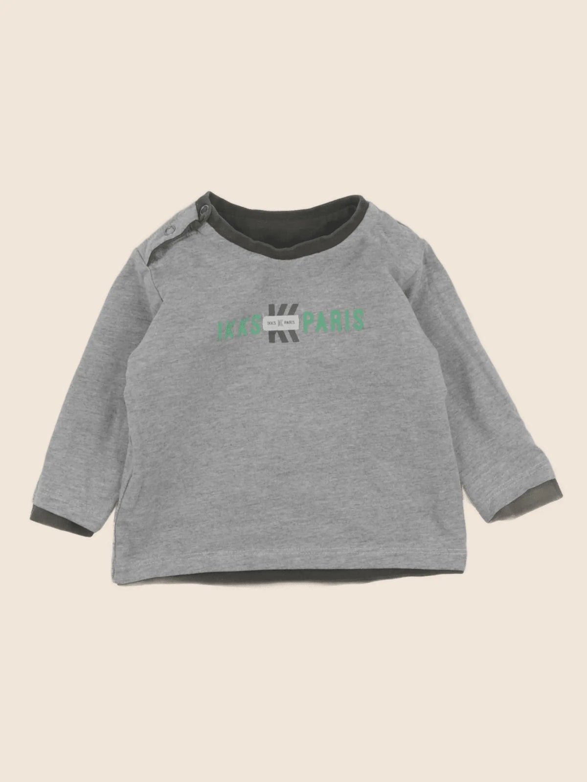 IKKS - tee-shirt réversible vert, gris - 6 mois