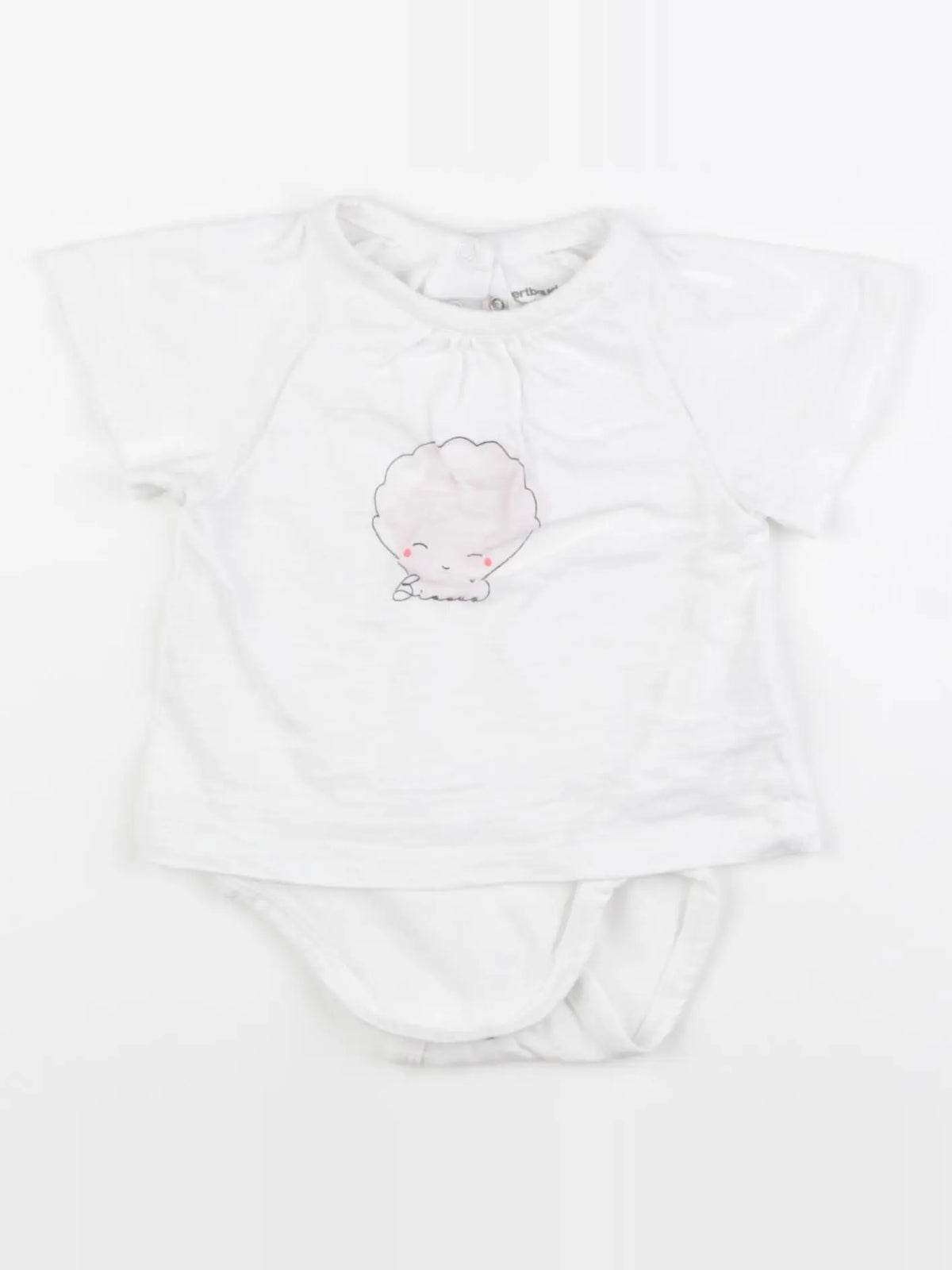 Vertbaudet - body tee-shirt blanc - 6 mois